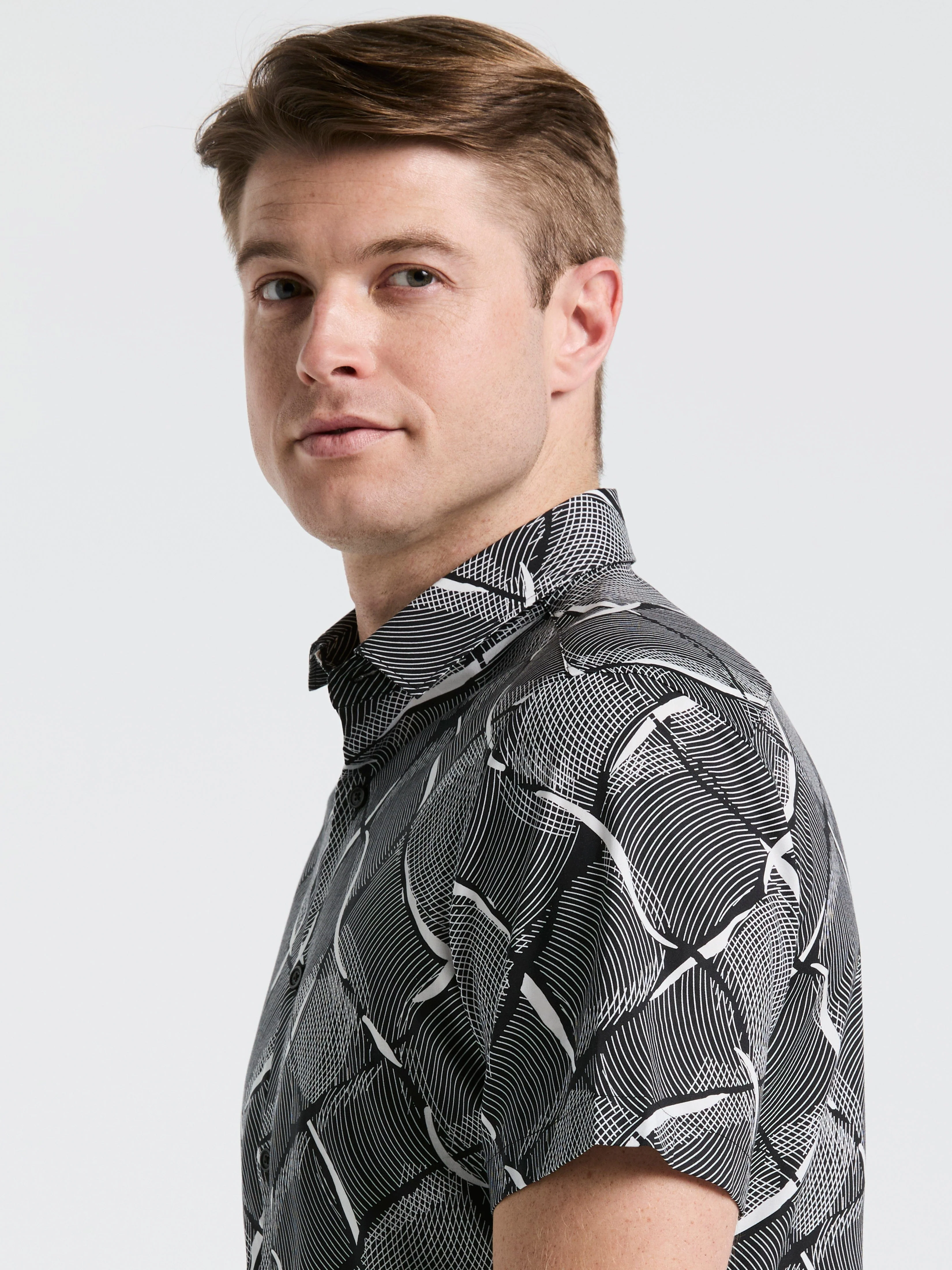 Poplin Linework Grid Print Shirt - Image 2