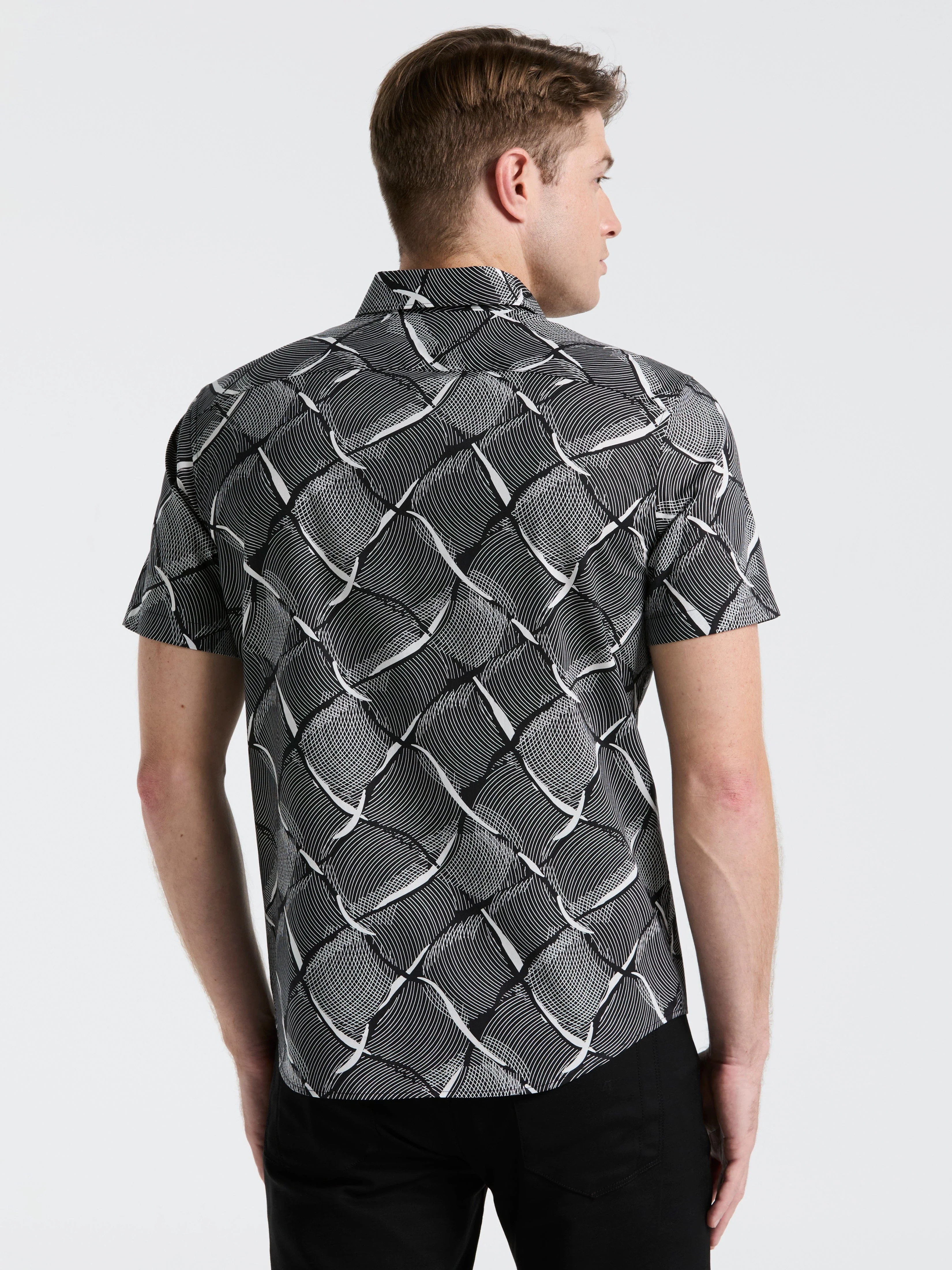 Poplin Linework Grid Print Shirt - Image 3