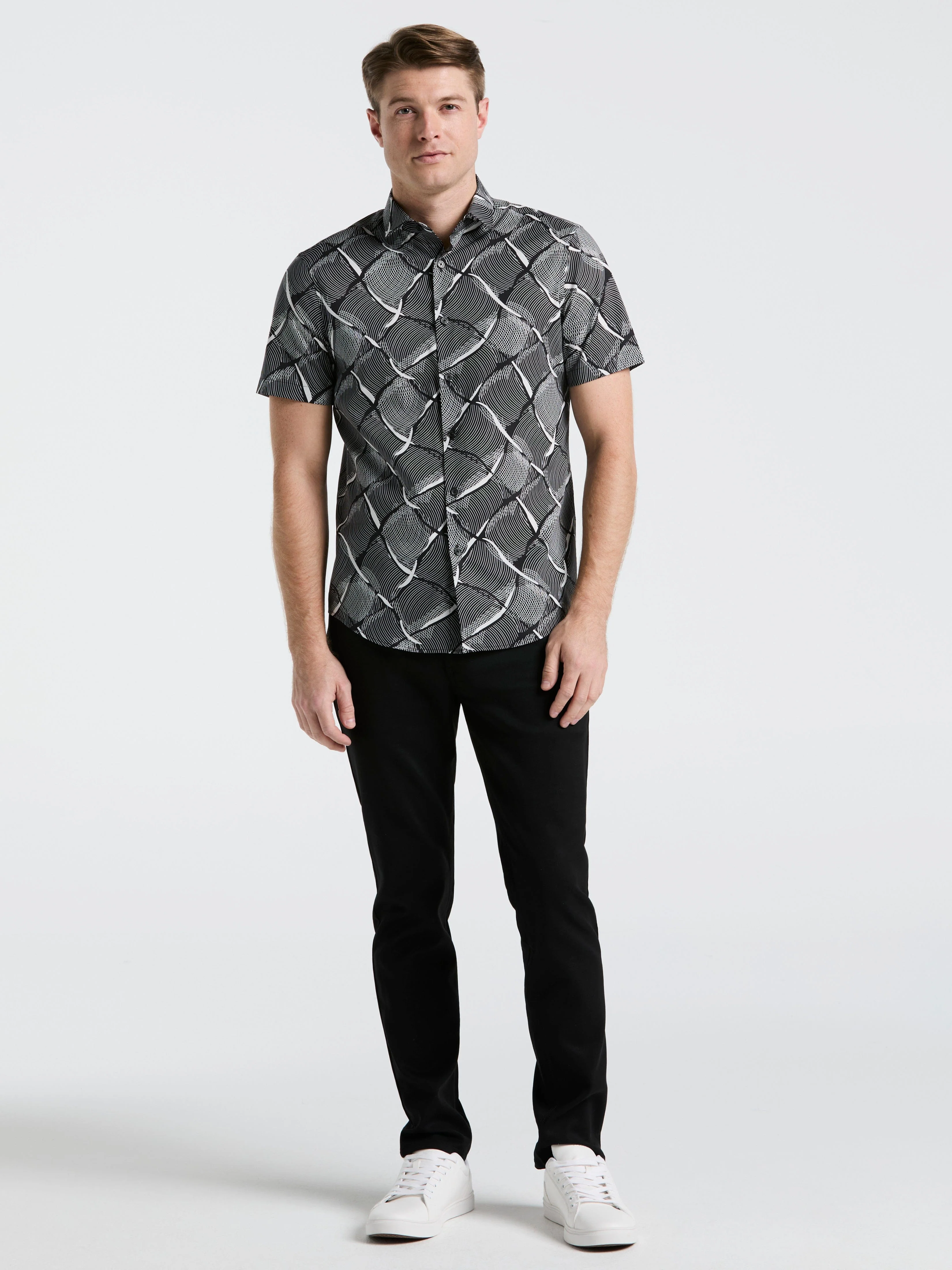 Poplin Linework Grid Print Shirt - Image 4