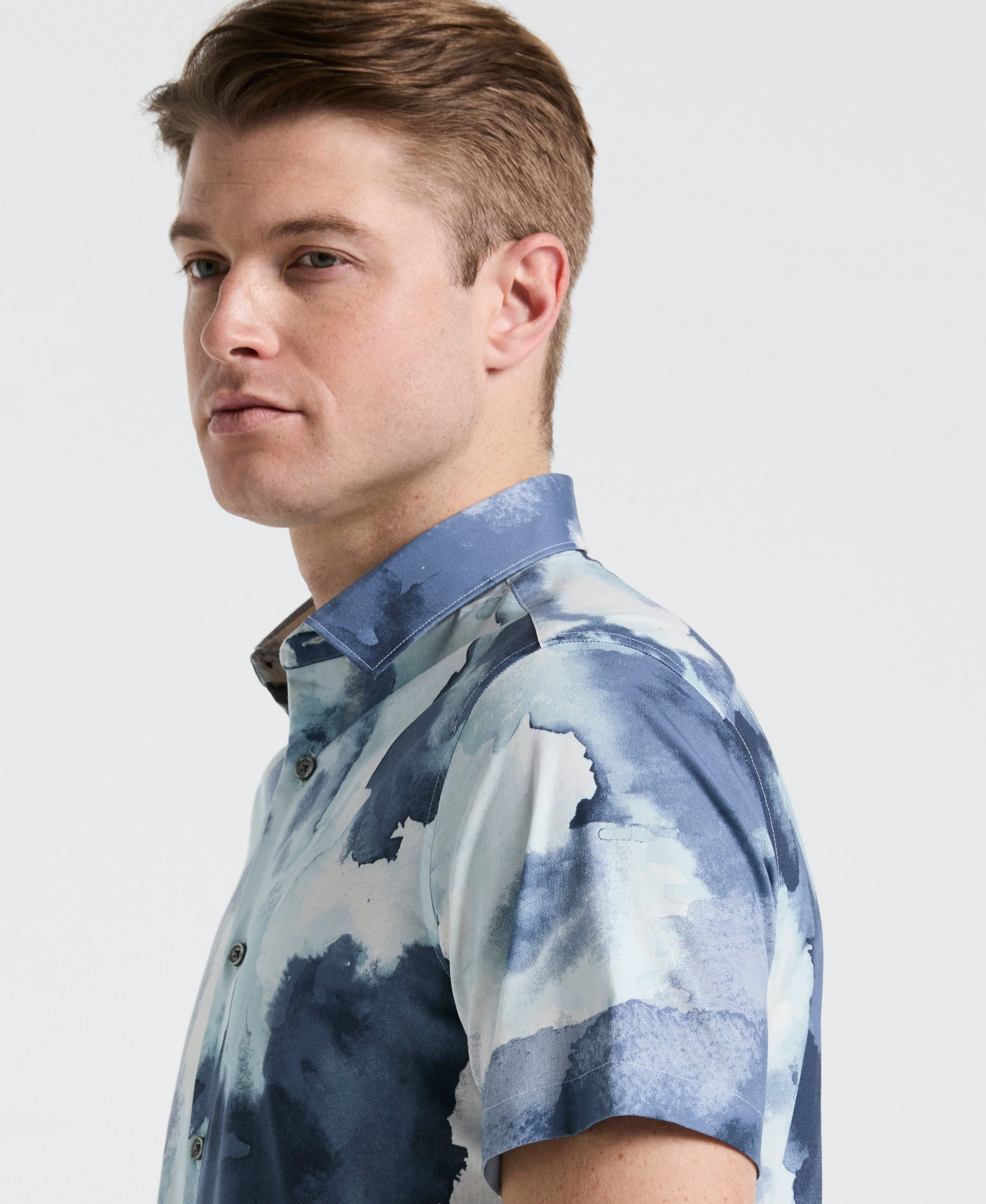 Poplin Watercolor Print Shirt - Image 3