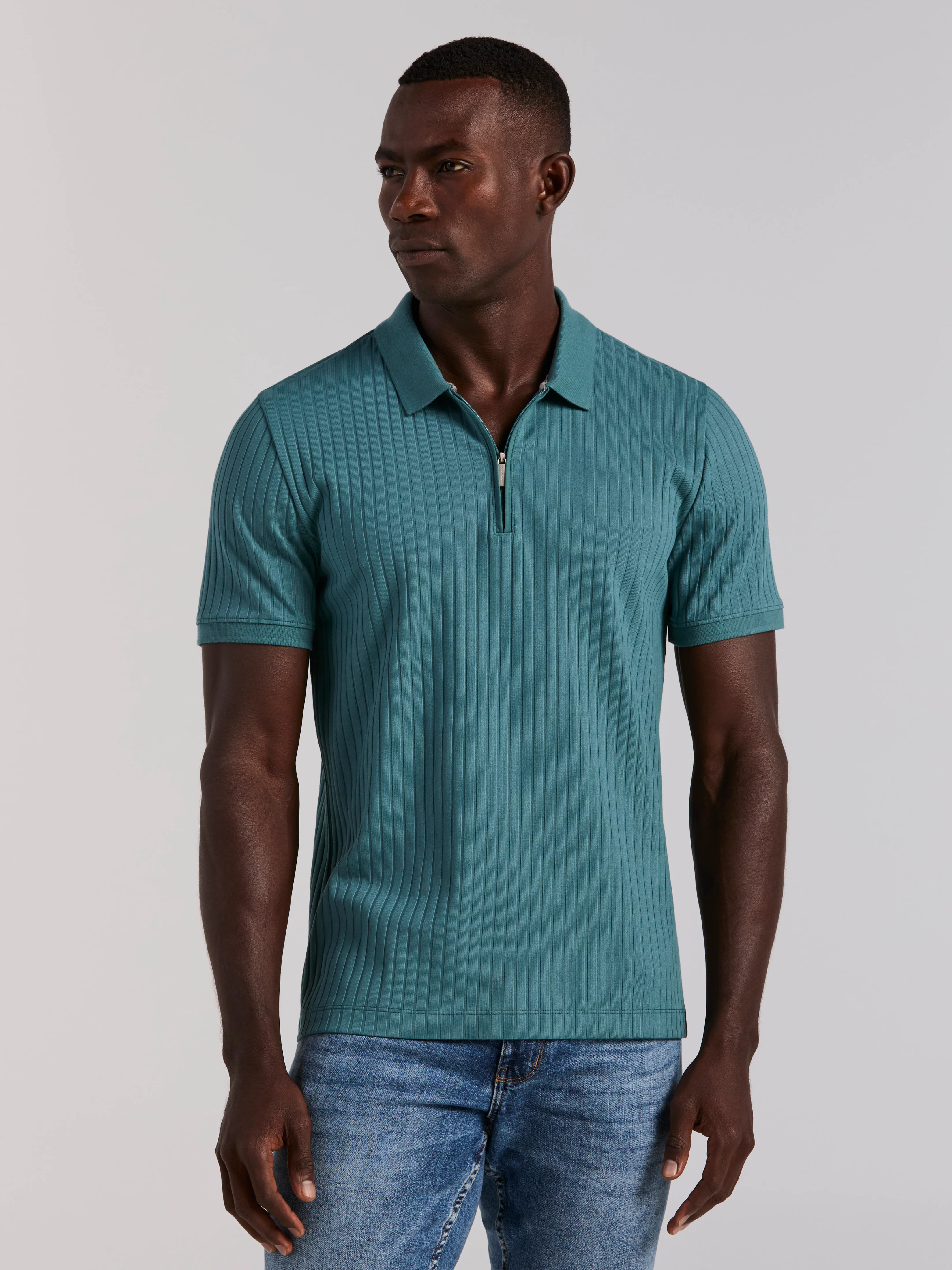 Quarter Zip Ribbed Polo - Image 40