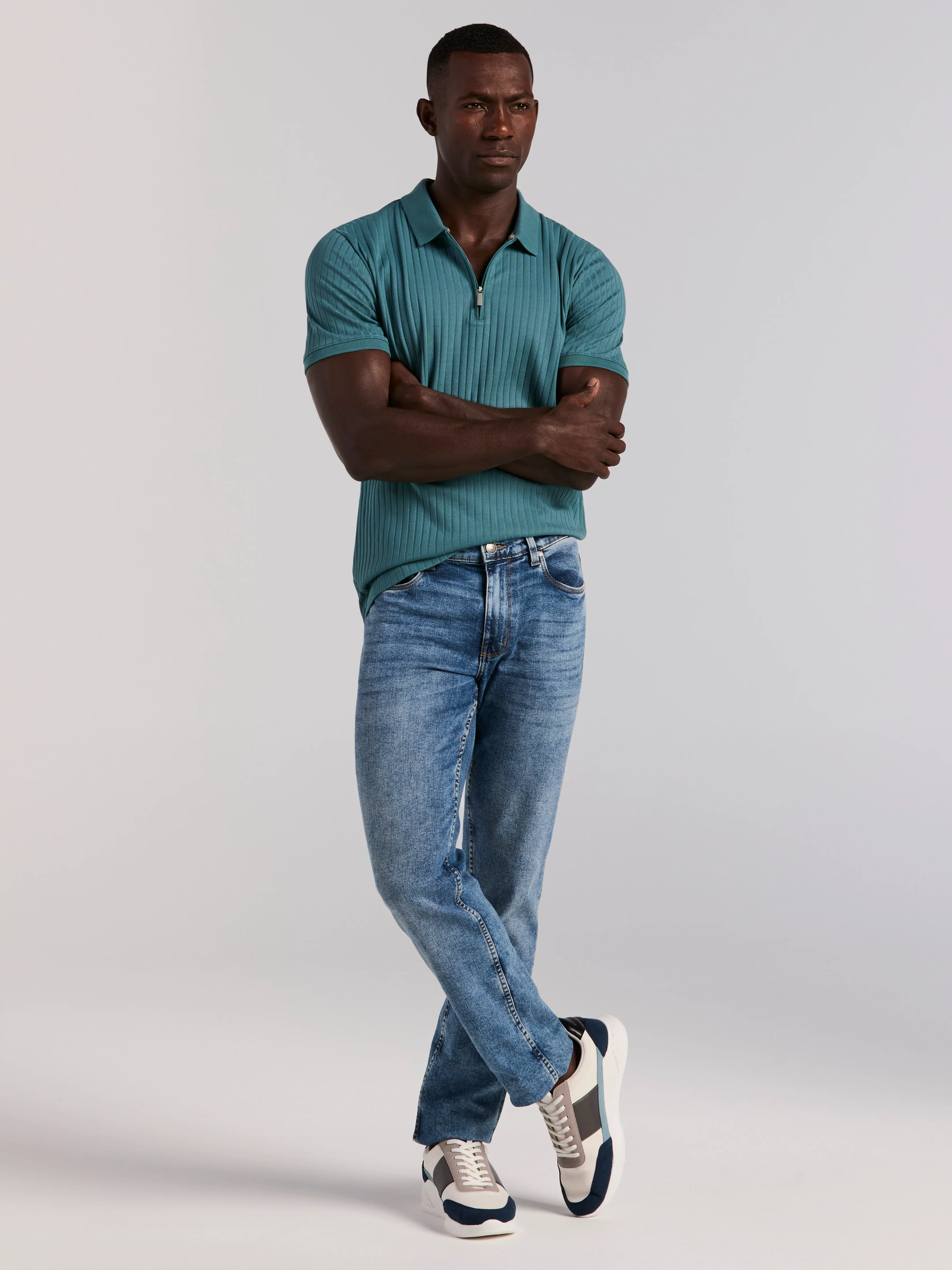 Quarter Zip Ribbed Polo - Image 43
