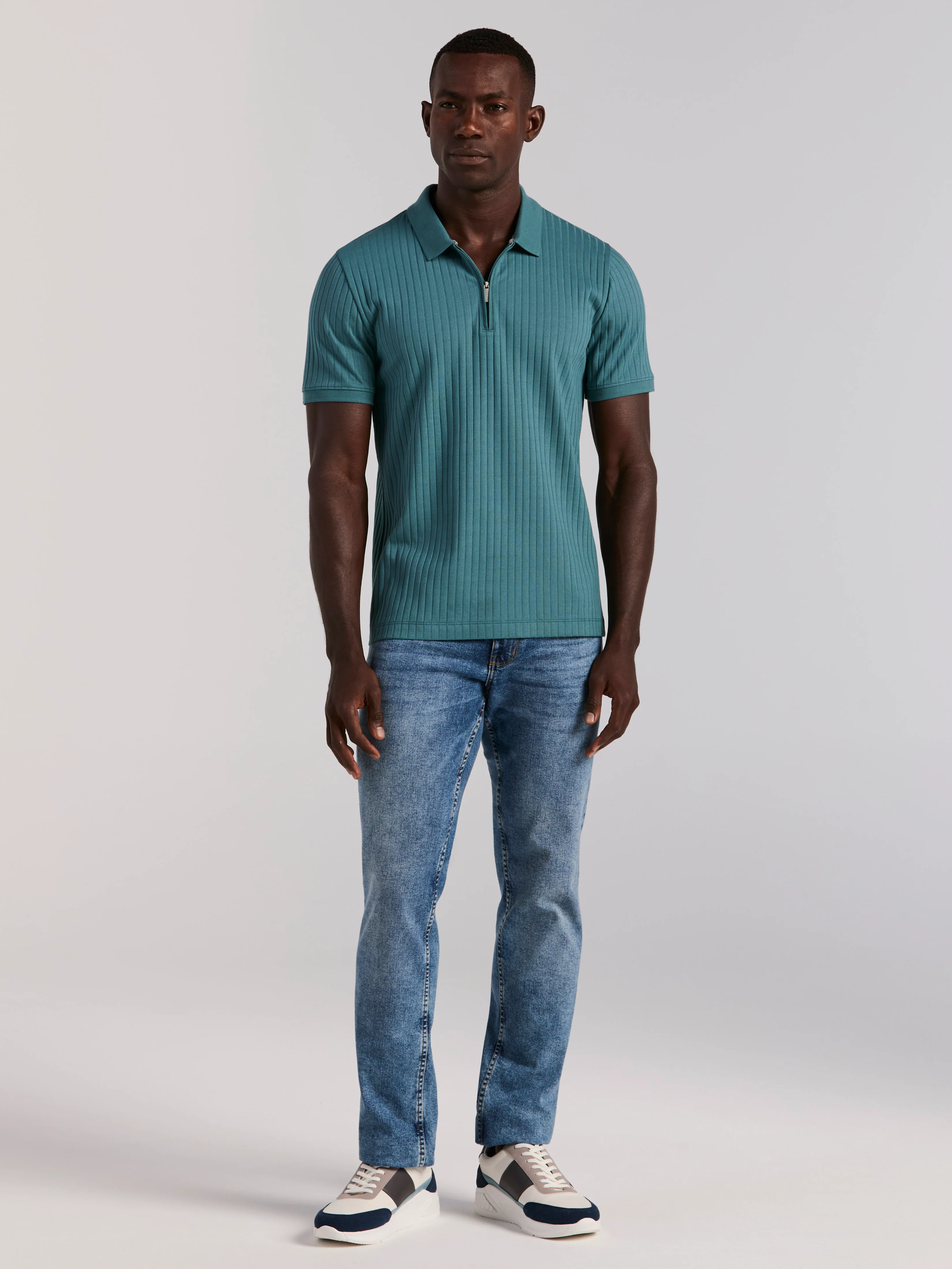 Quarter Zip Ribbed Polo - Image 44