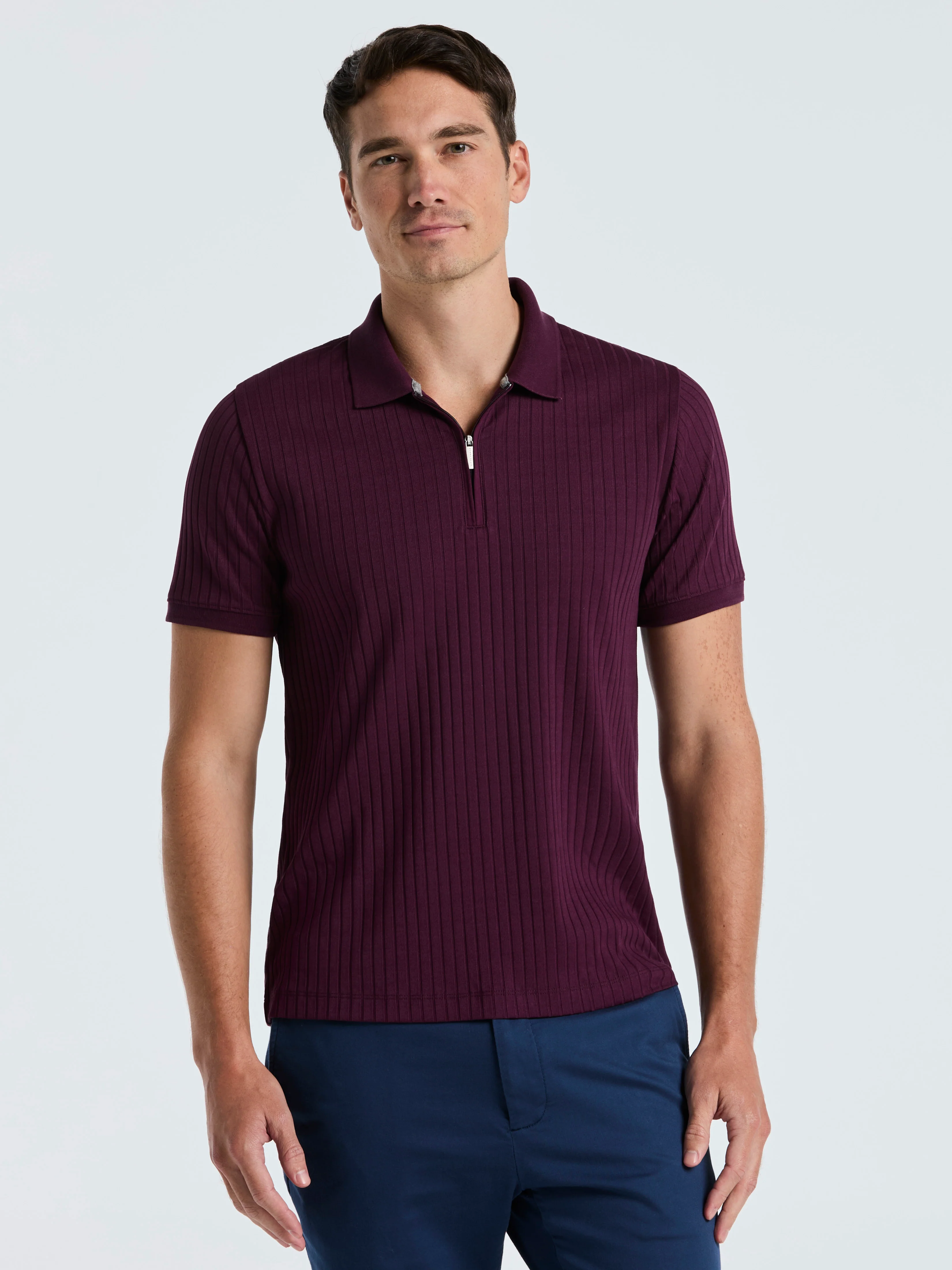 Quarter Zip Ribbed Polo - Image 49