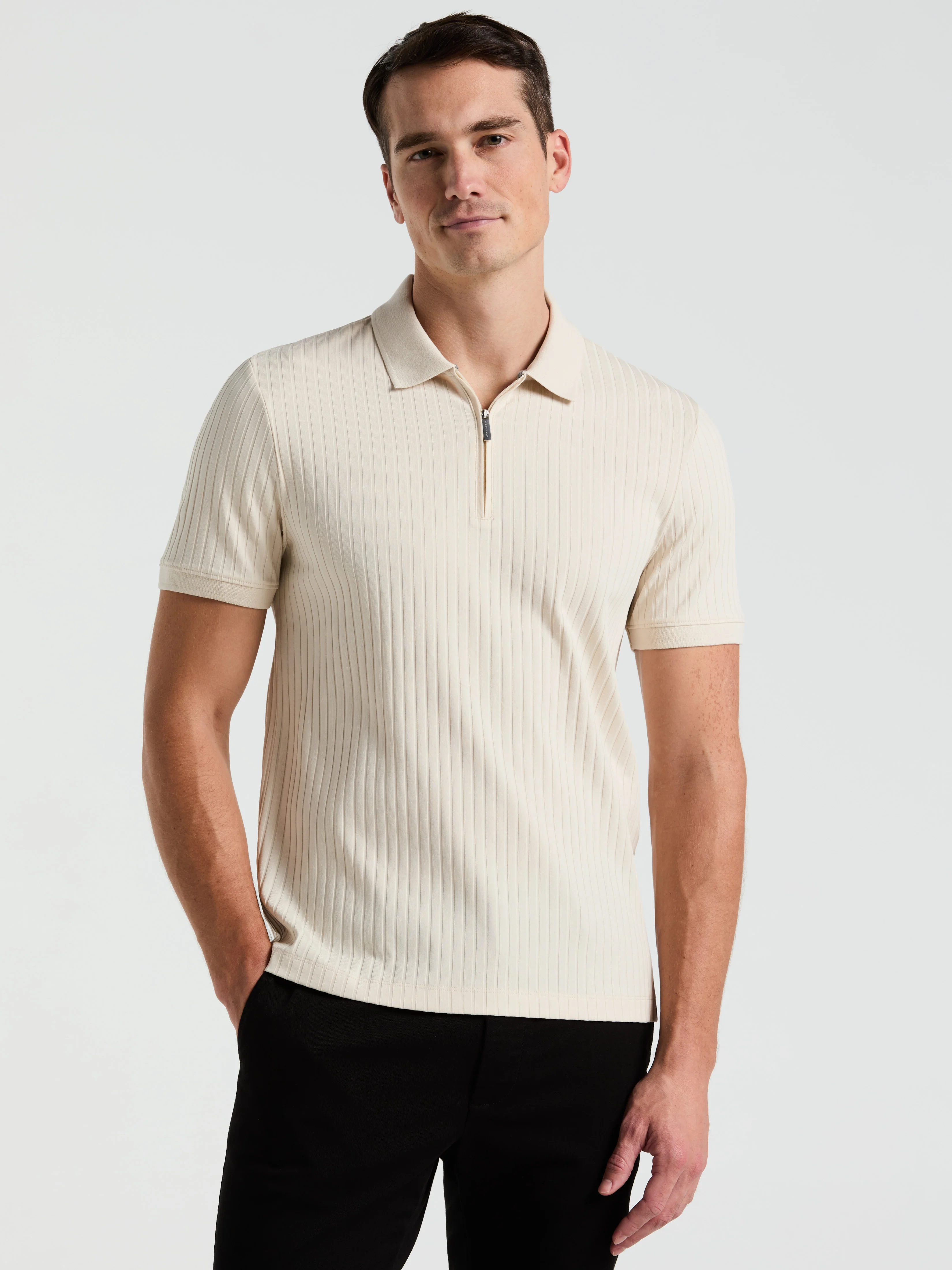 Quarter Zip Ribbed Polo - Image 5