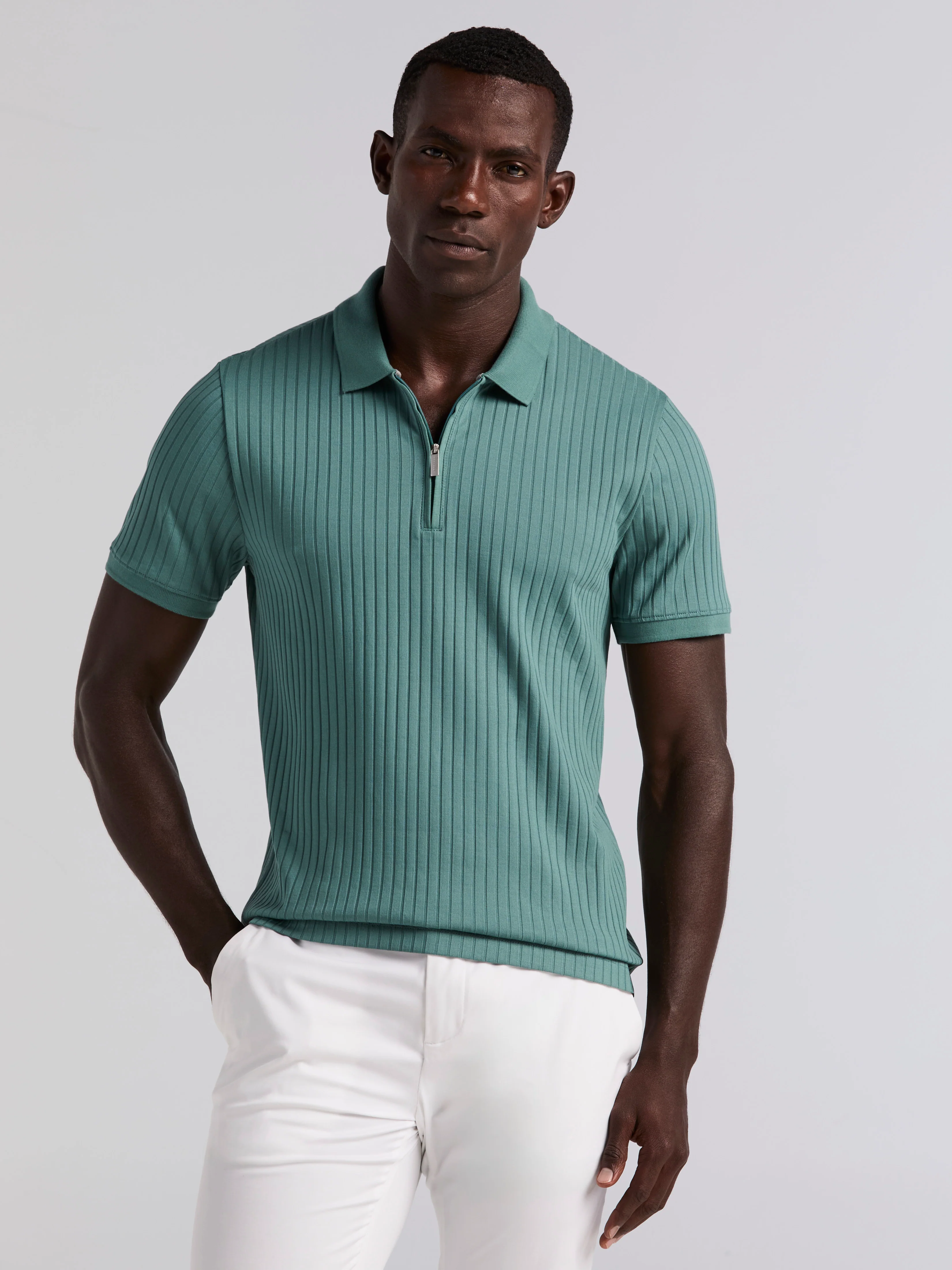Quarter Zip Ribbed Polo - Image 57