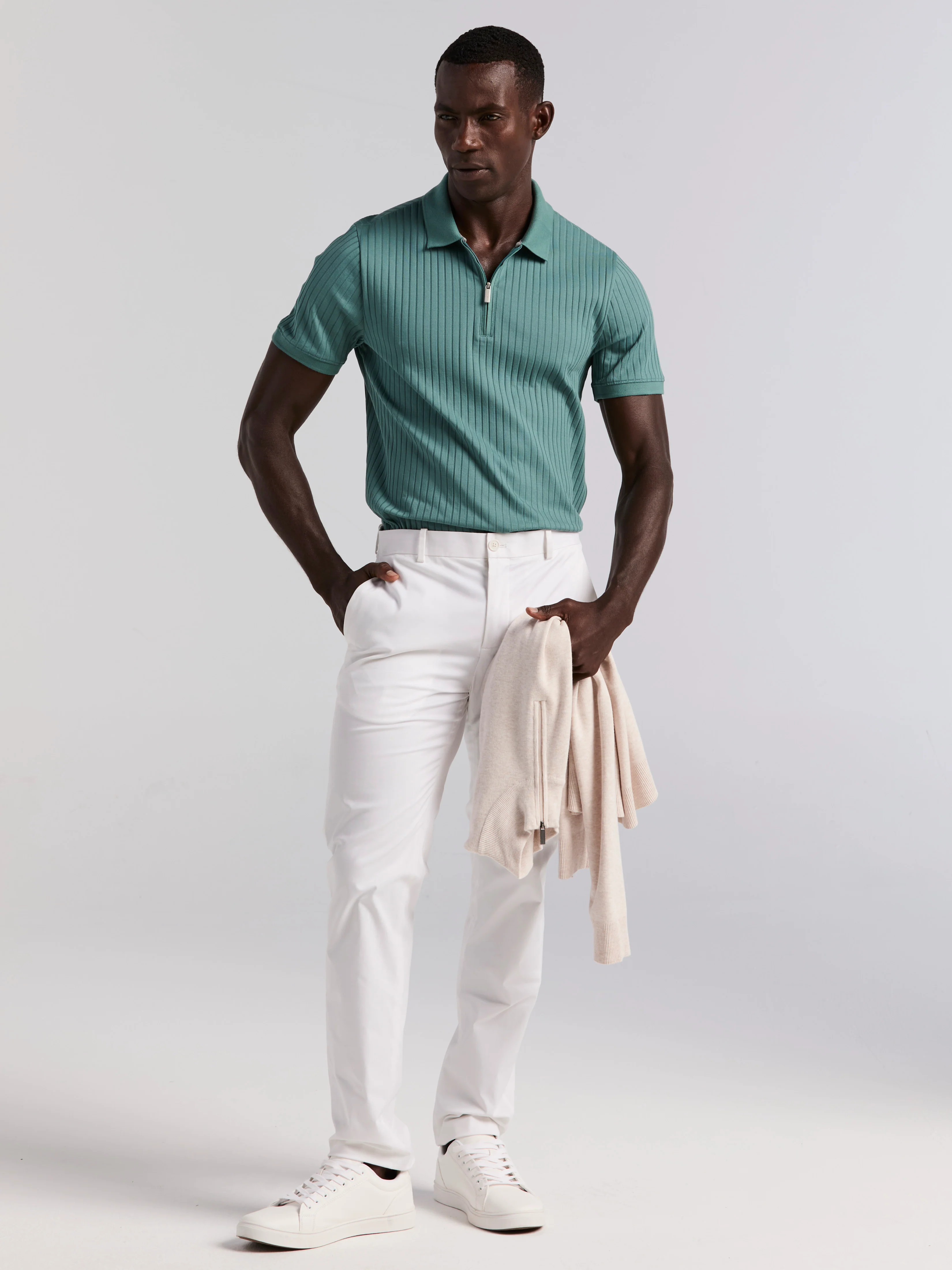 Quarter Zip Ribbed Polo - Image 60