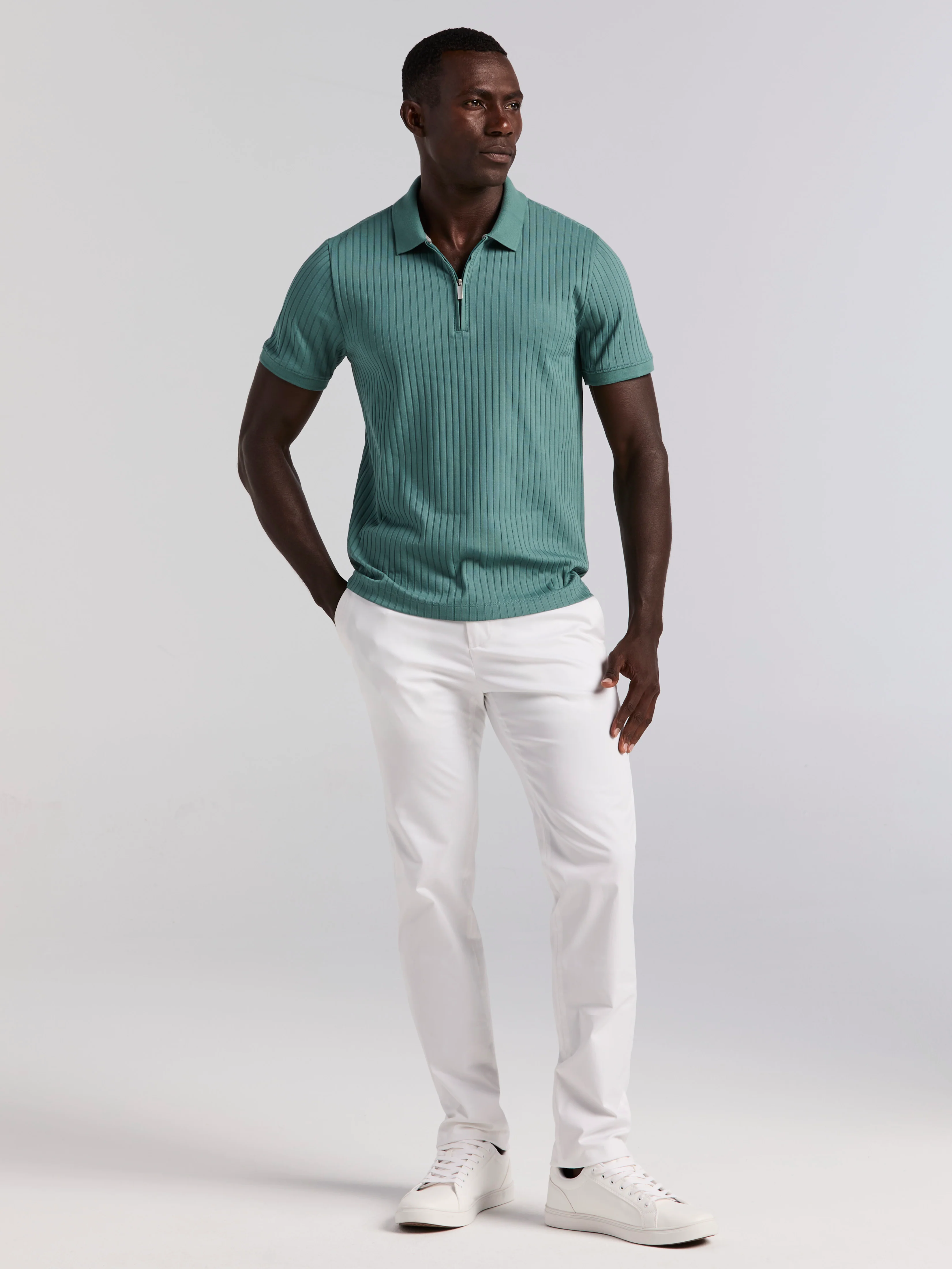 Quarter Zip Ribbed Polo - Image 61