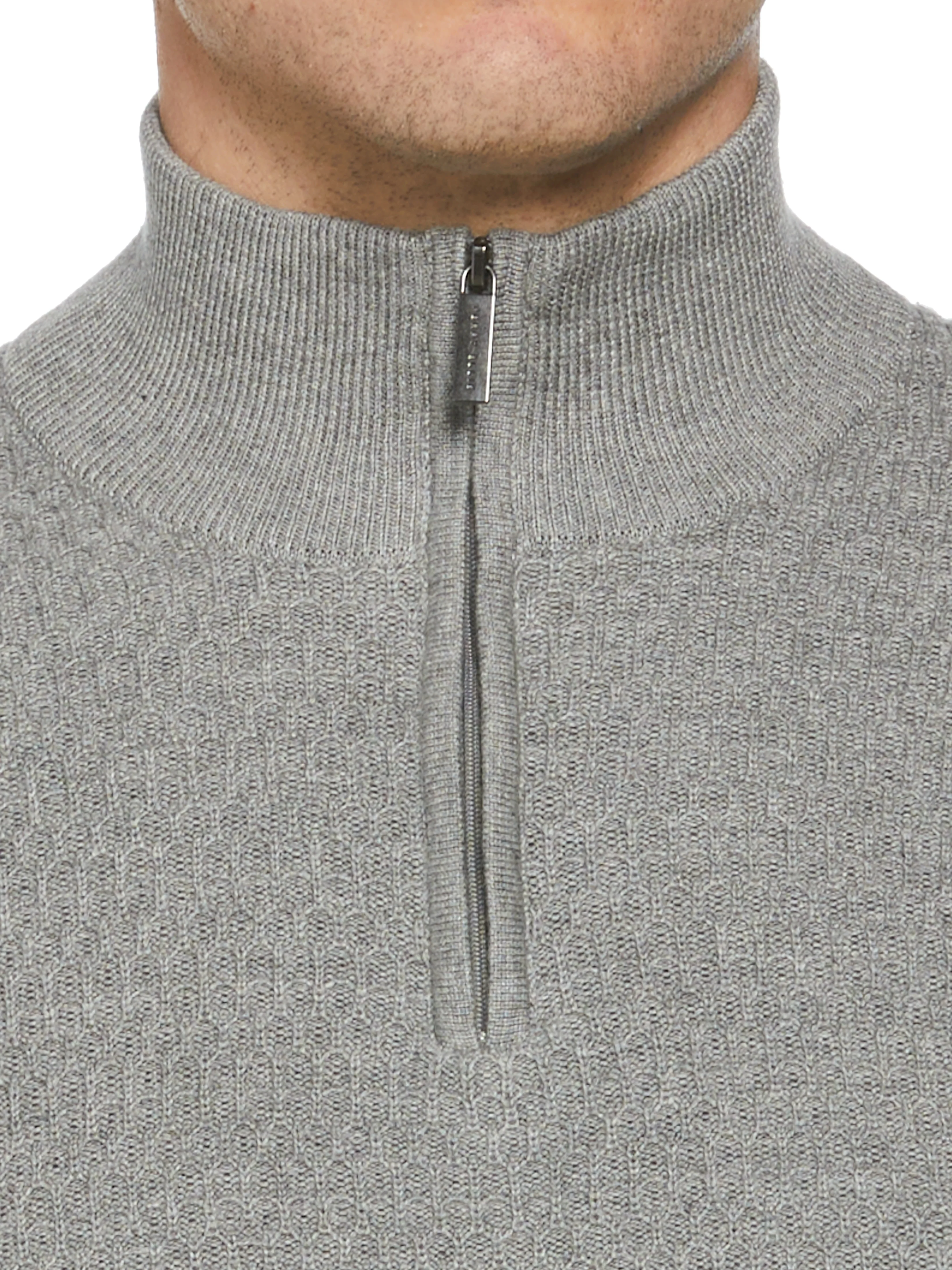 Ribbed Mock Neck Quarter Zip Sweater - Image 3
