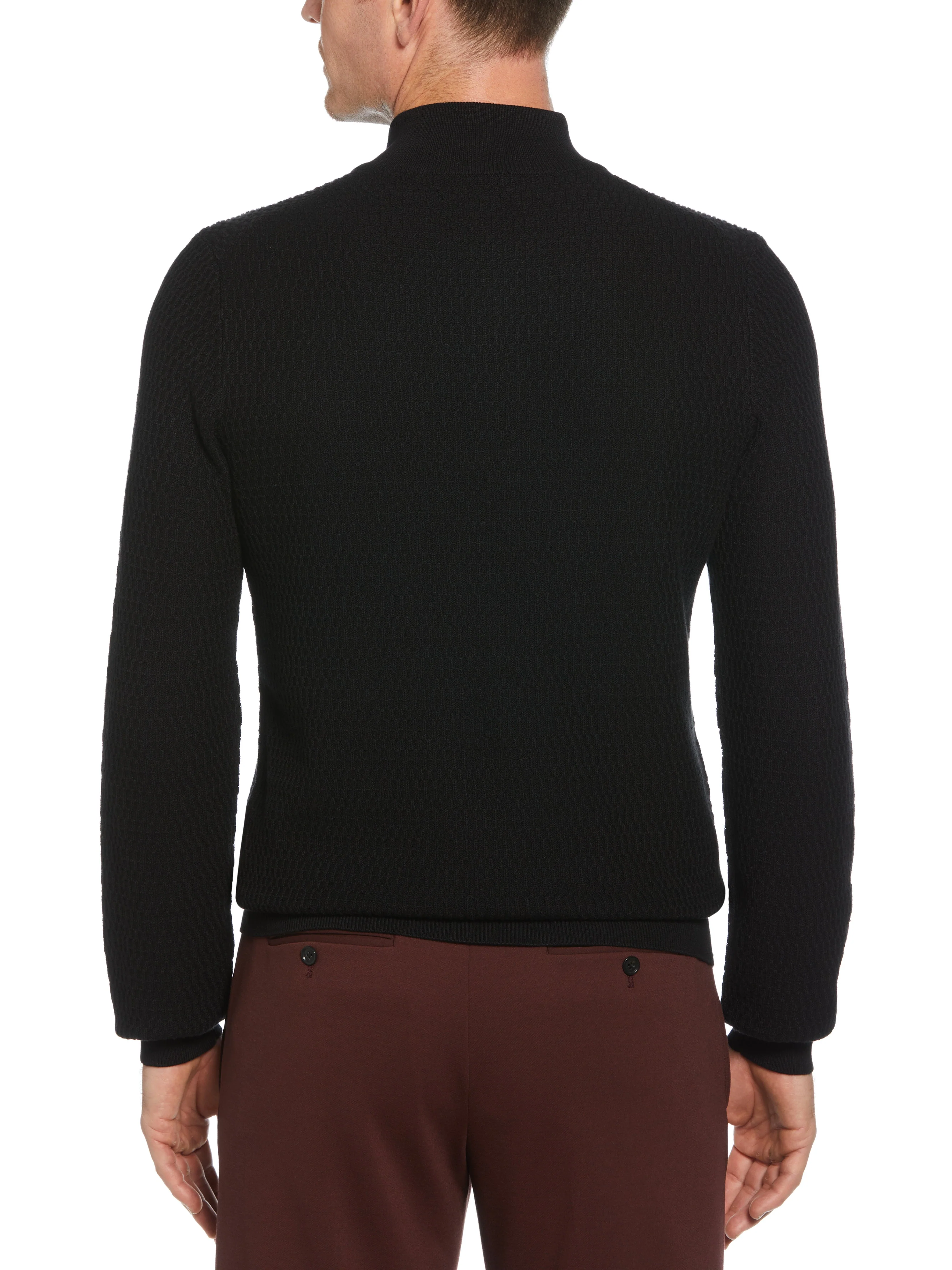 Ribbed Mock Neck Quarter Zip Sweater - Image 2