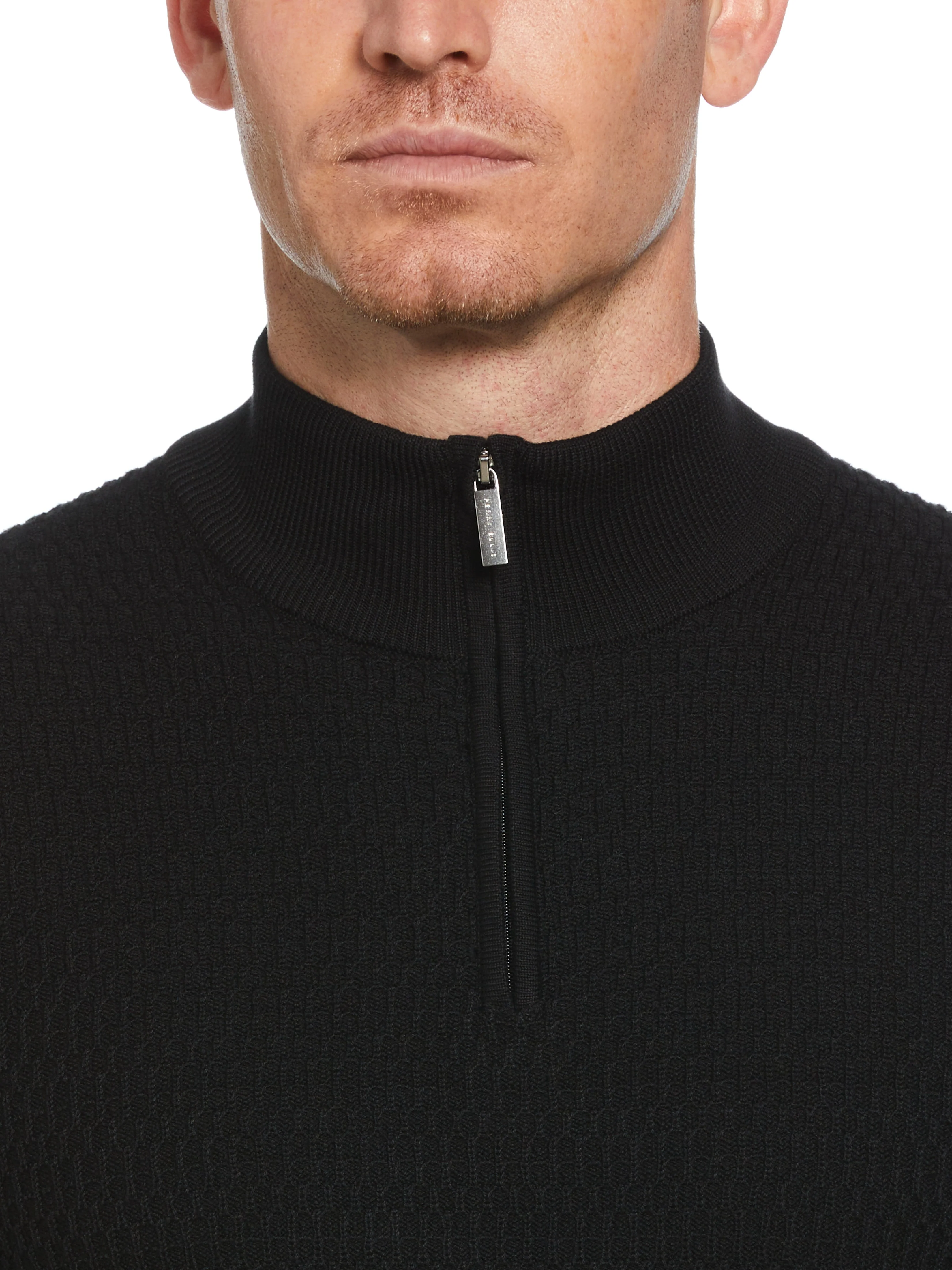 Ribbed Mock Neck Quarter Zip Sweater - Image 3