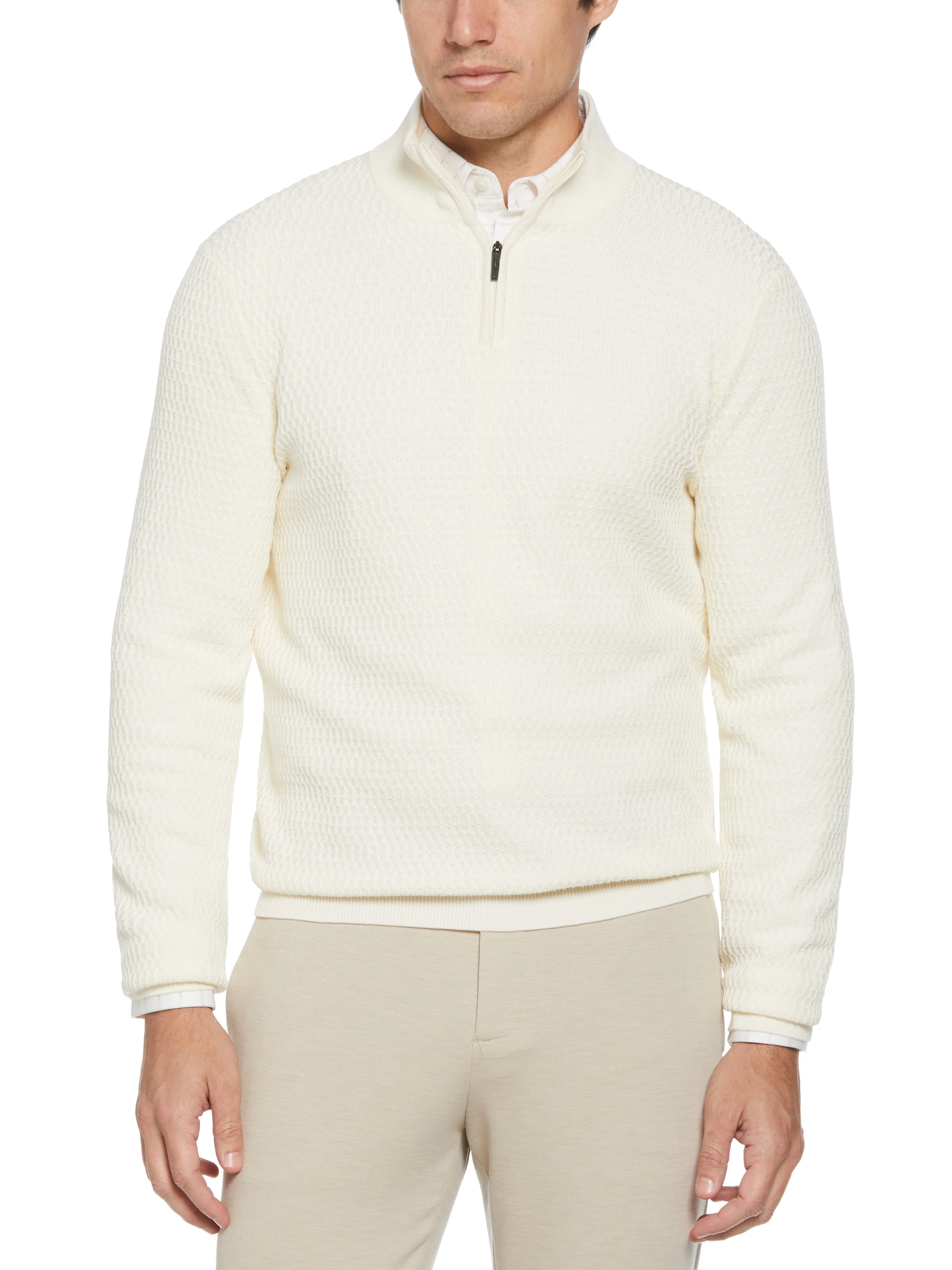 Ribbed Mock Neck Quarter Zip Sweater - Image 4