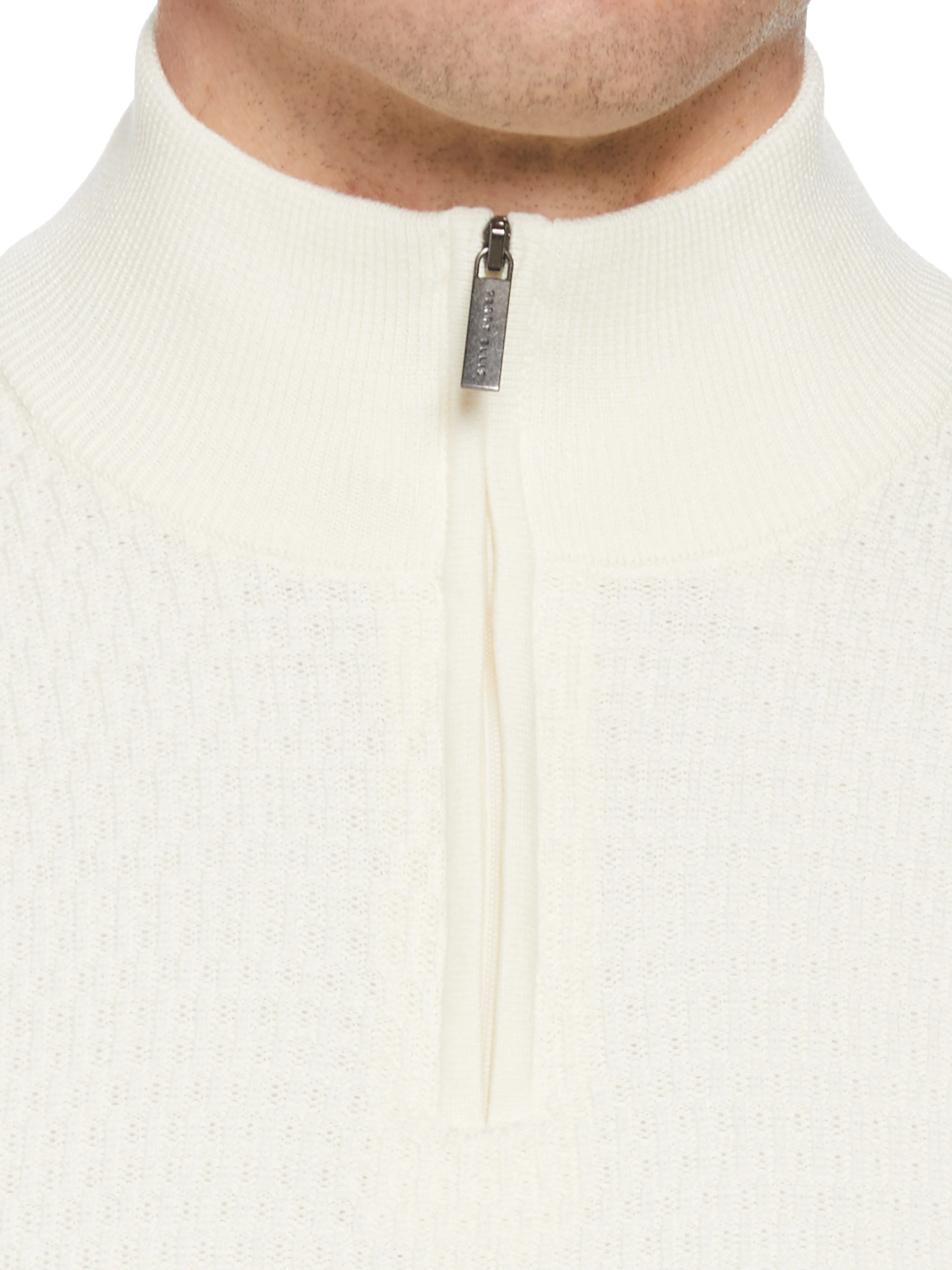 Ribbed Mock Neck Quarter Zip Sweater - Image 6