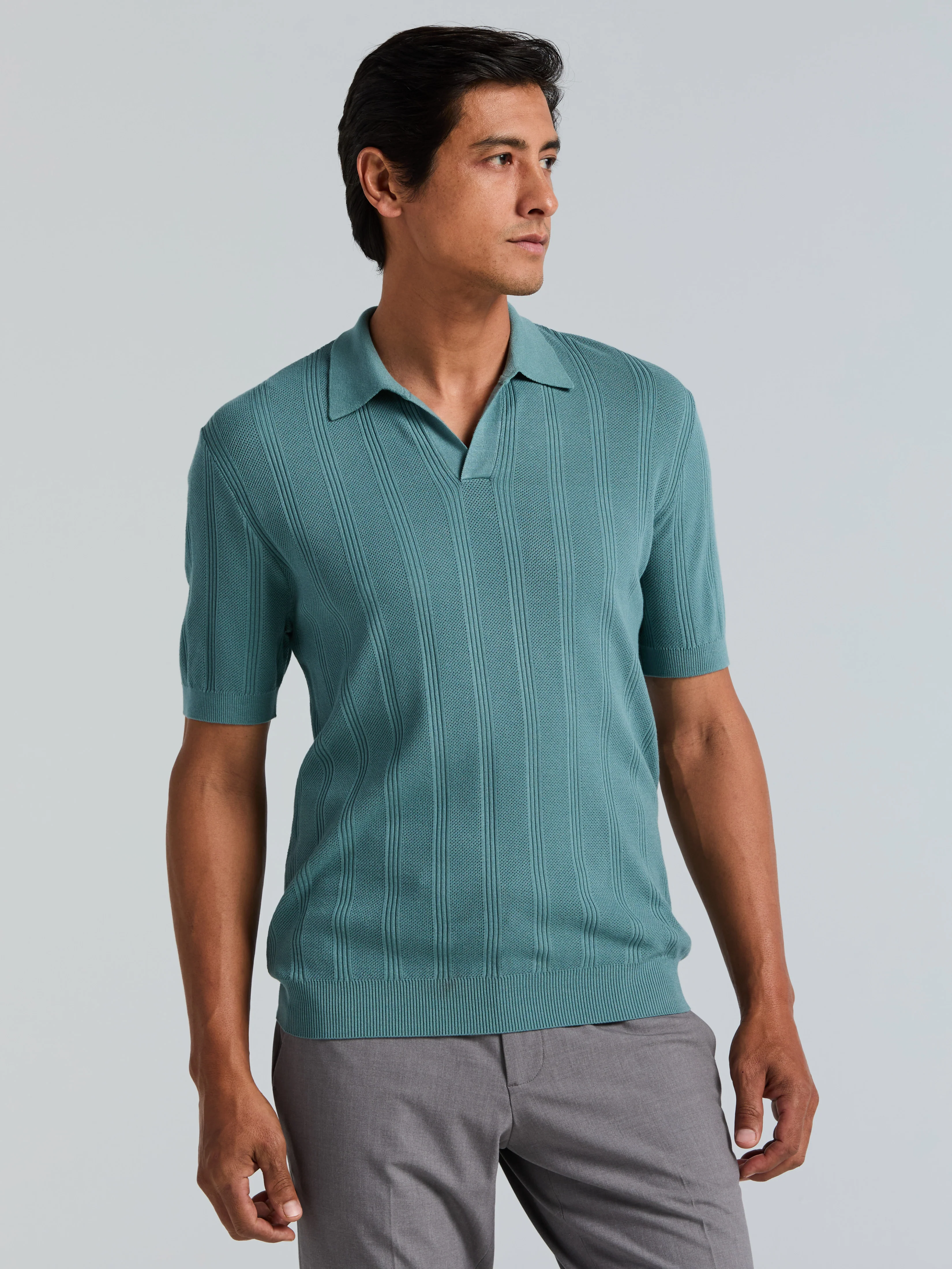 Mesh Stripe Sweater Polo - Image 6