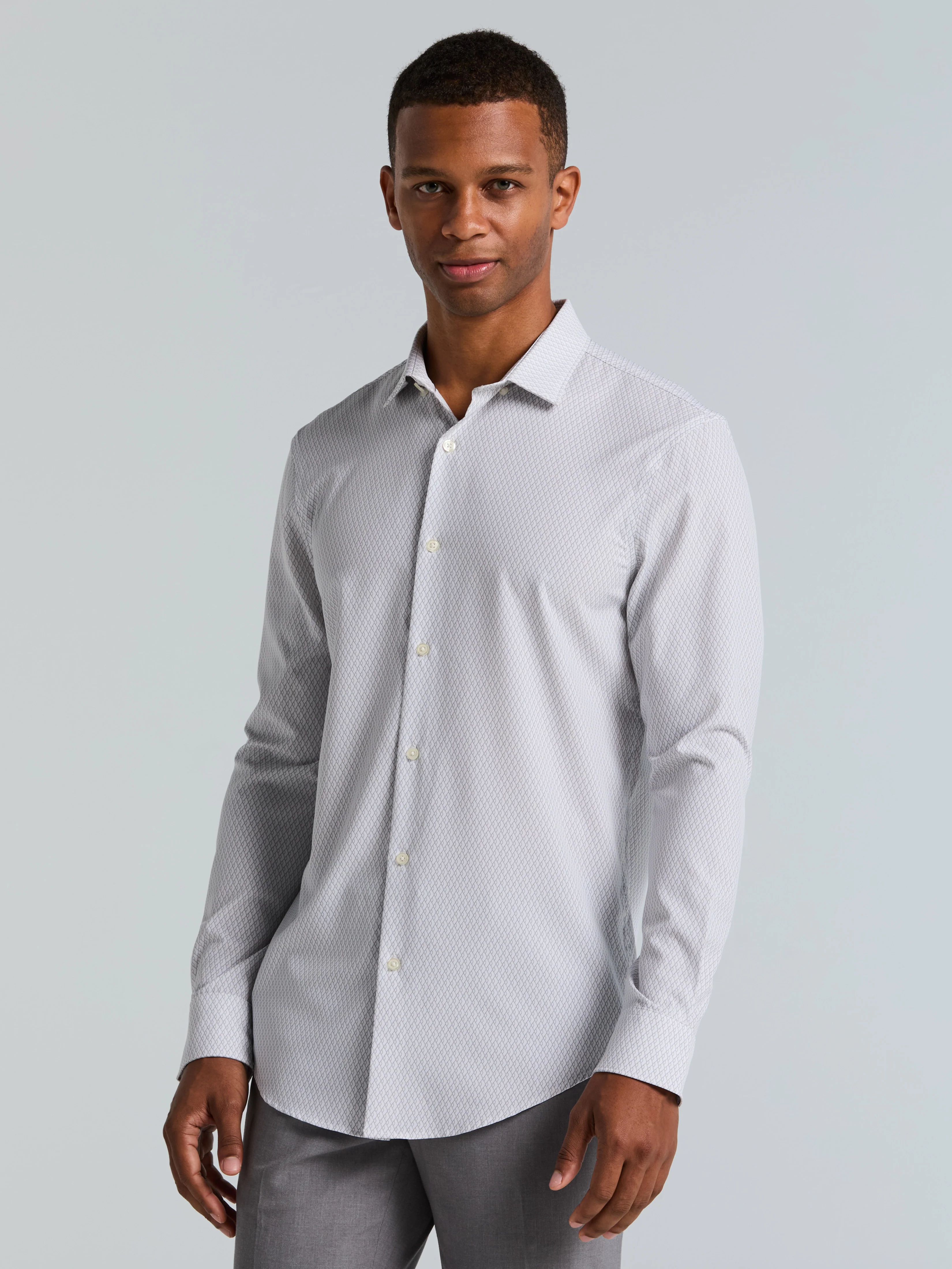 Slim Fit Total Stretch Diamond Geo Print Shirt - Image 8