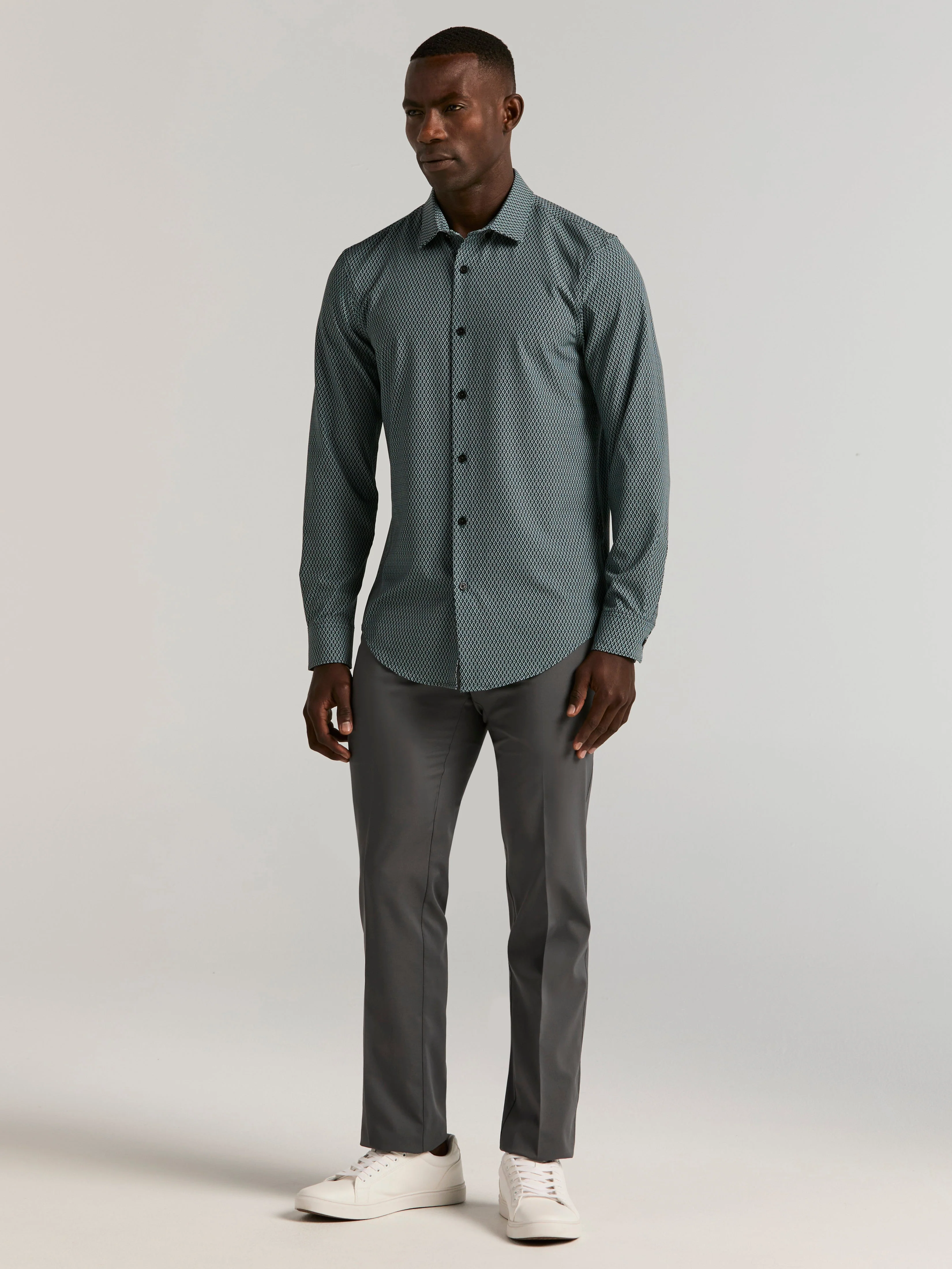 Slim Fit Total Stretch Diamond Geo Print Shirt - Image 11