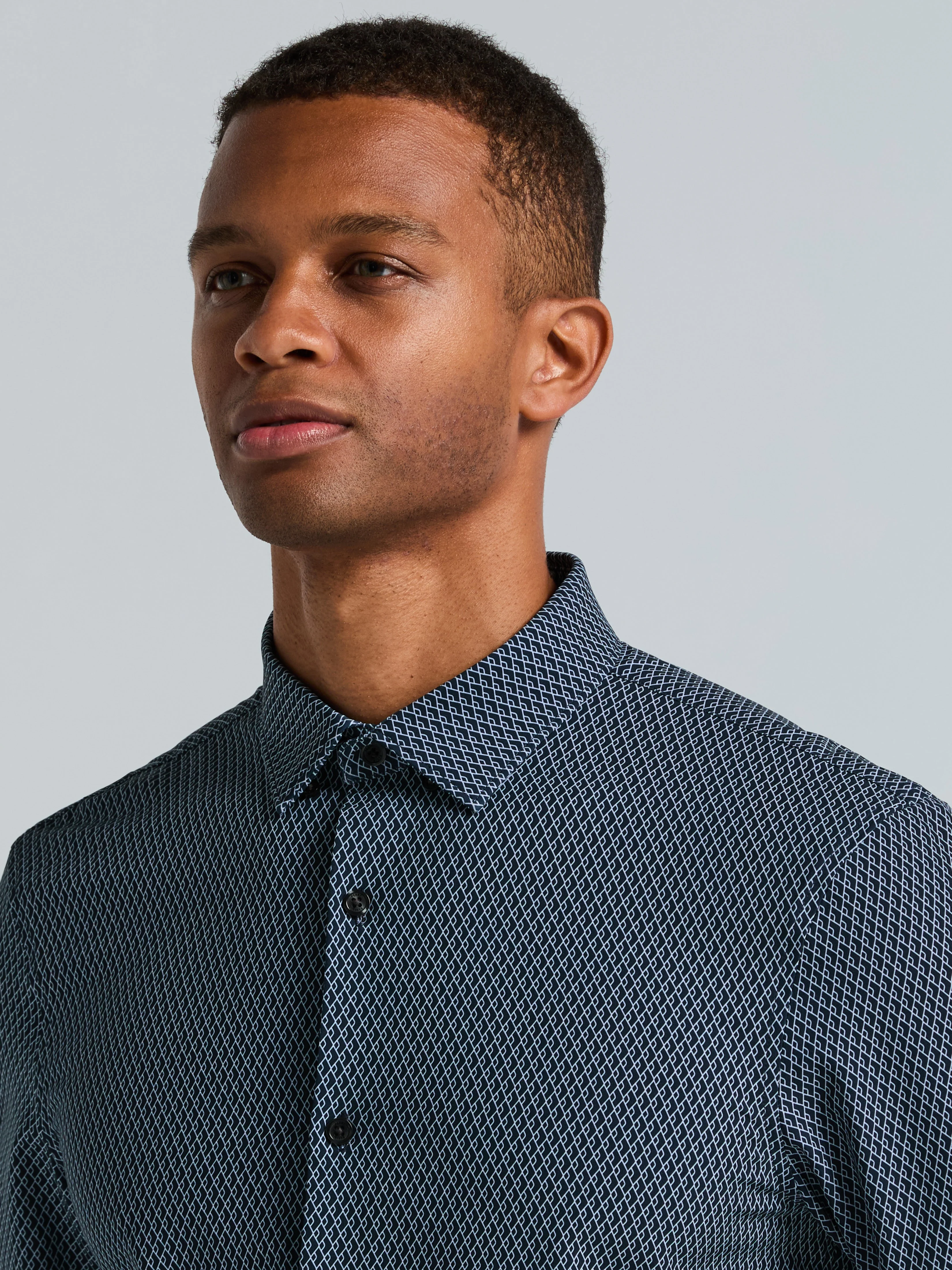 Slim Fit Total Stretch Diamond Geo Print Shirt - Image 2