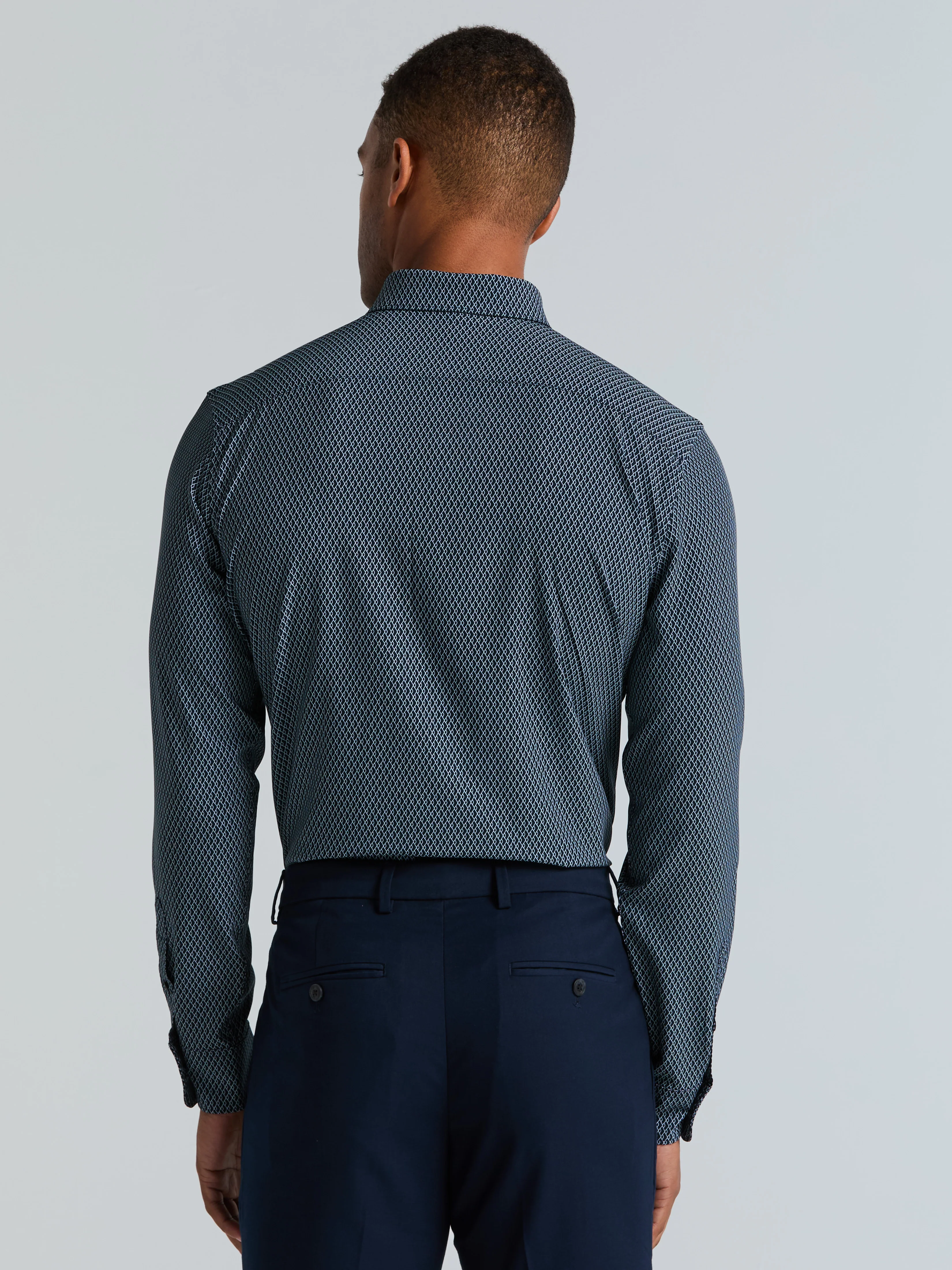 Slim Fit Total Stretch Diamond Geo Print Shirt - Image 4