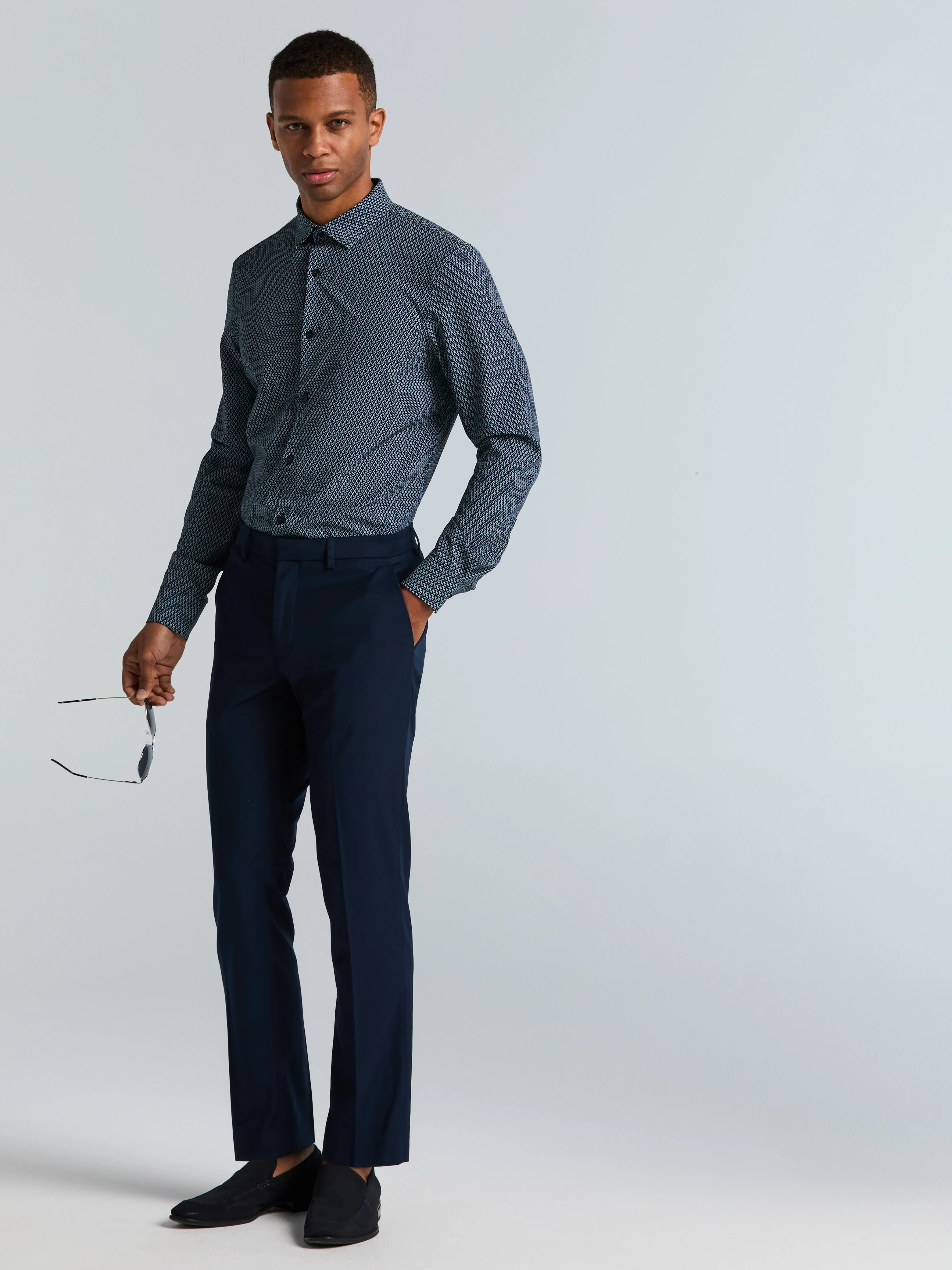 Slim Fit Total Stretch Diamond Geo Print Shirt - Image 5