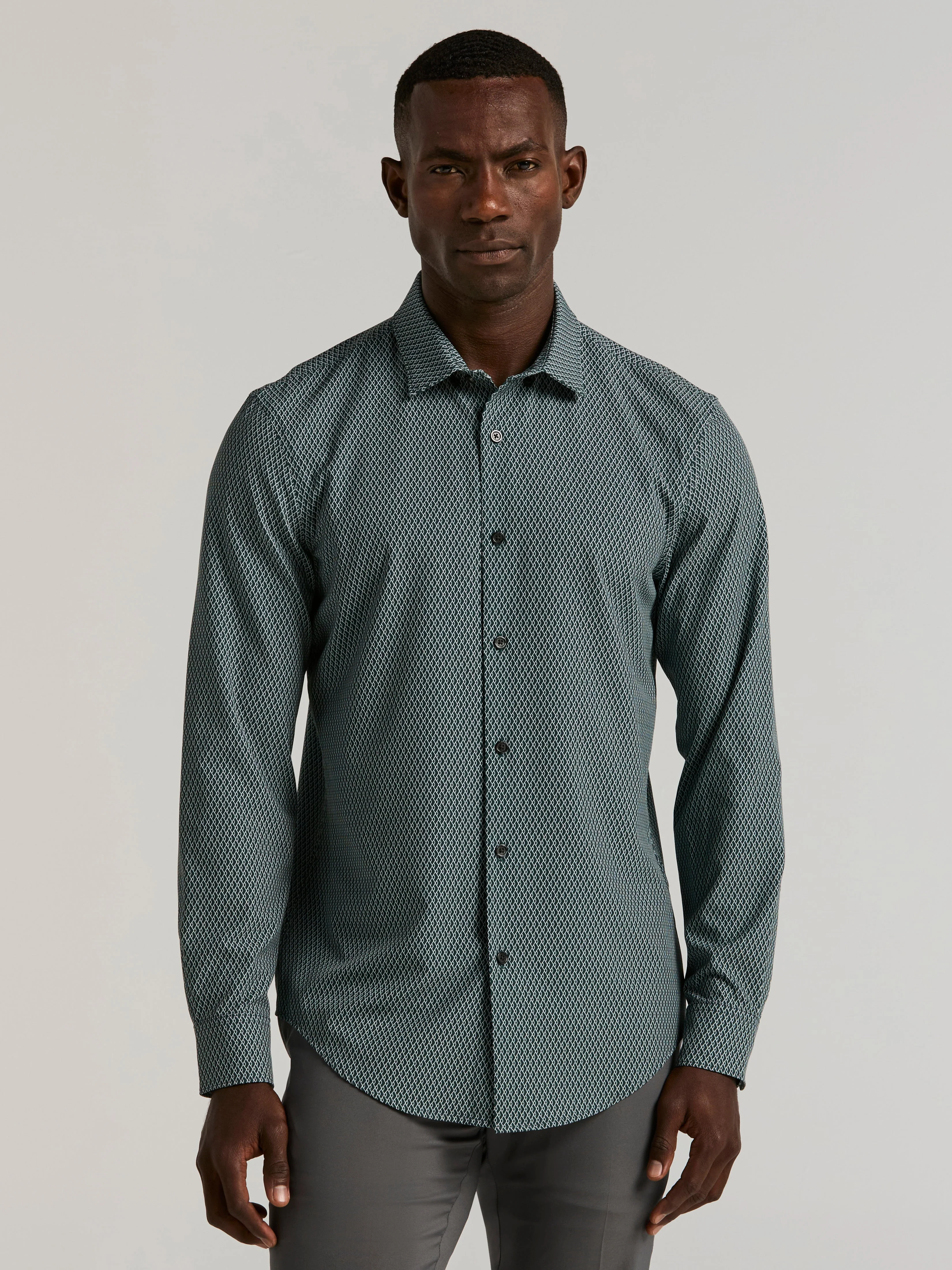 Slim Fit Total Stretch Diamond Geo Print Shirt - Image 7