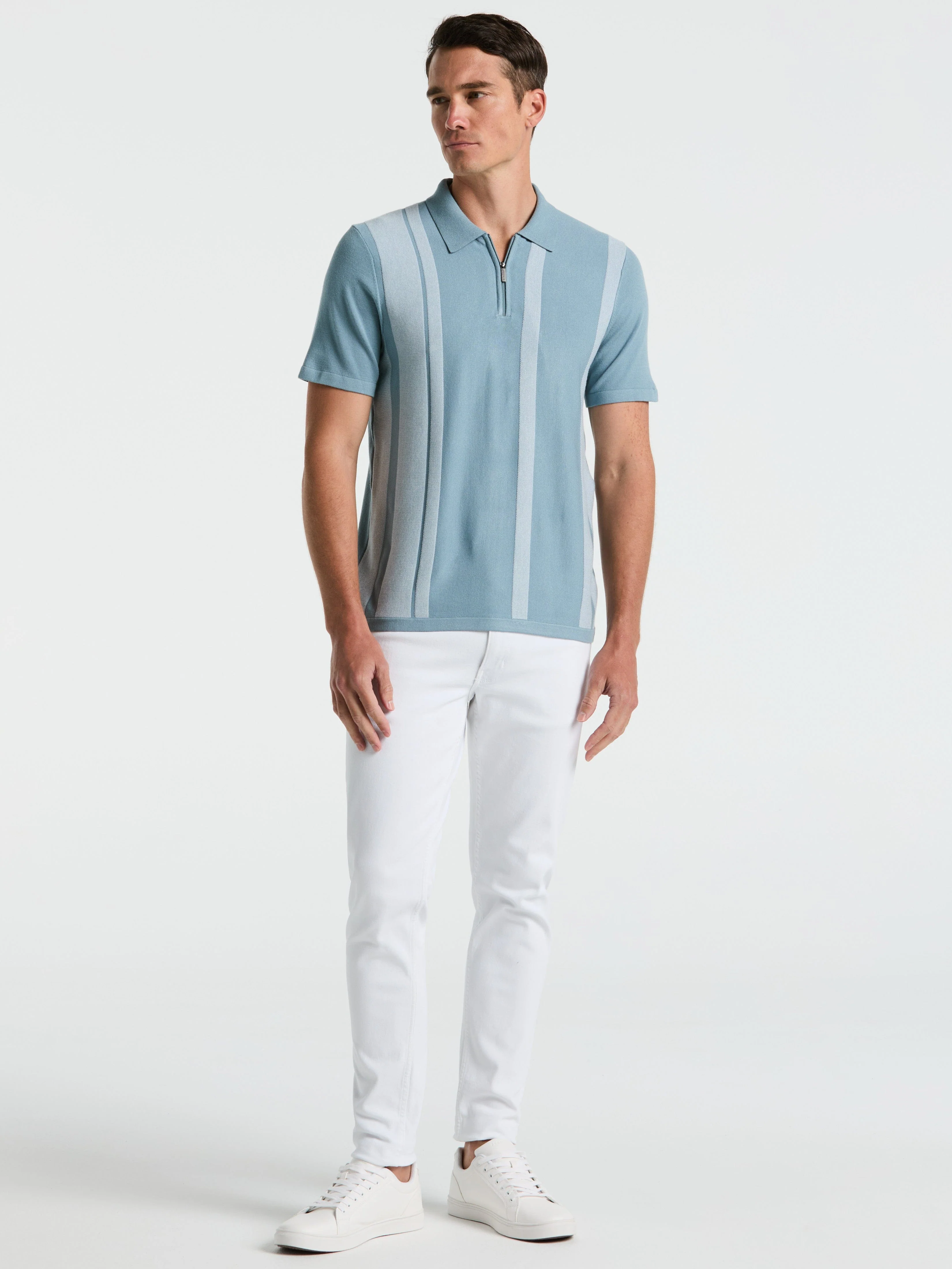 Short Sleeve Tech Stretch Zip Polo - Image 4