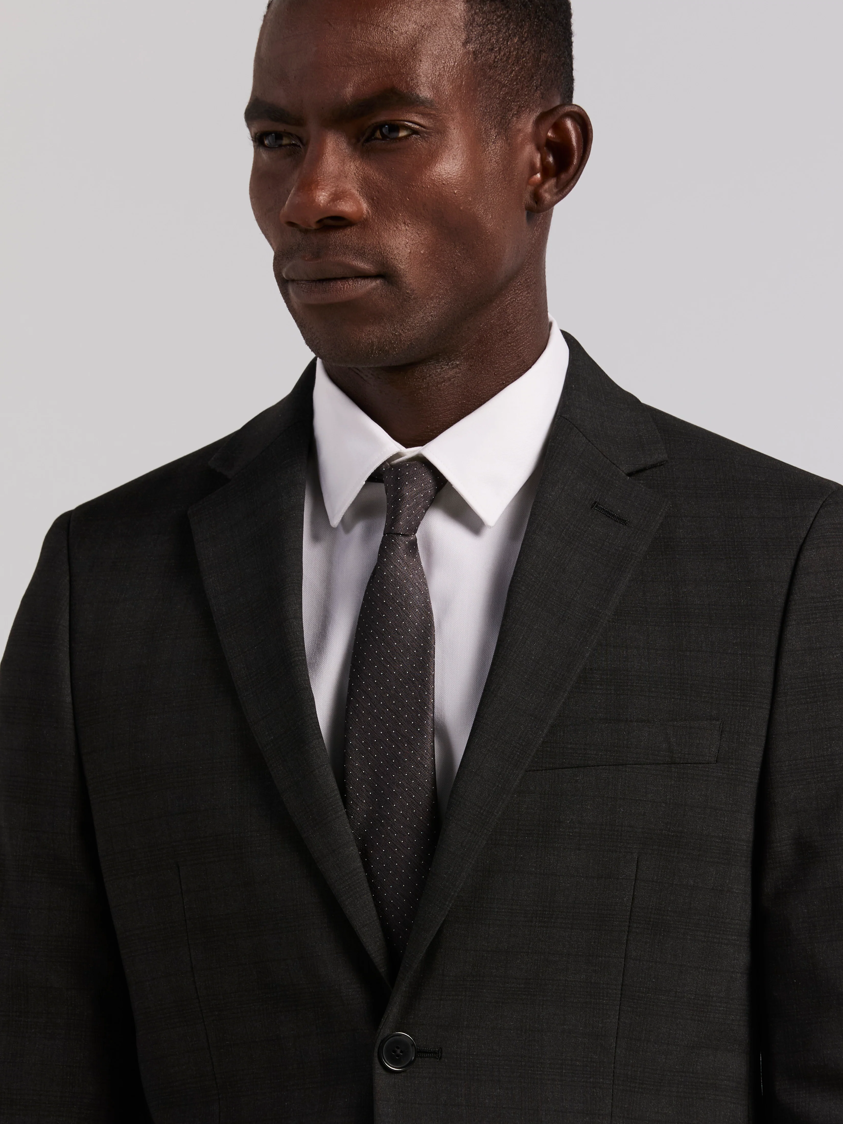 Skinny Fit Charcoal Plaid Suit Jacket - Image 3