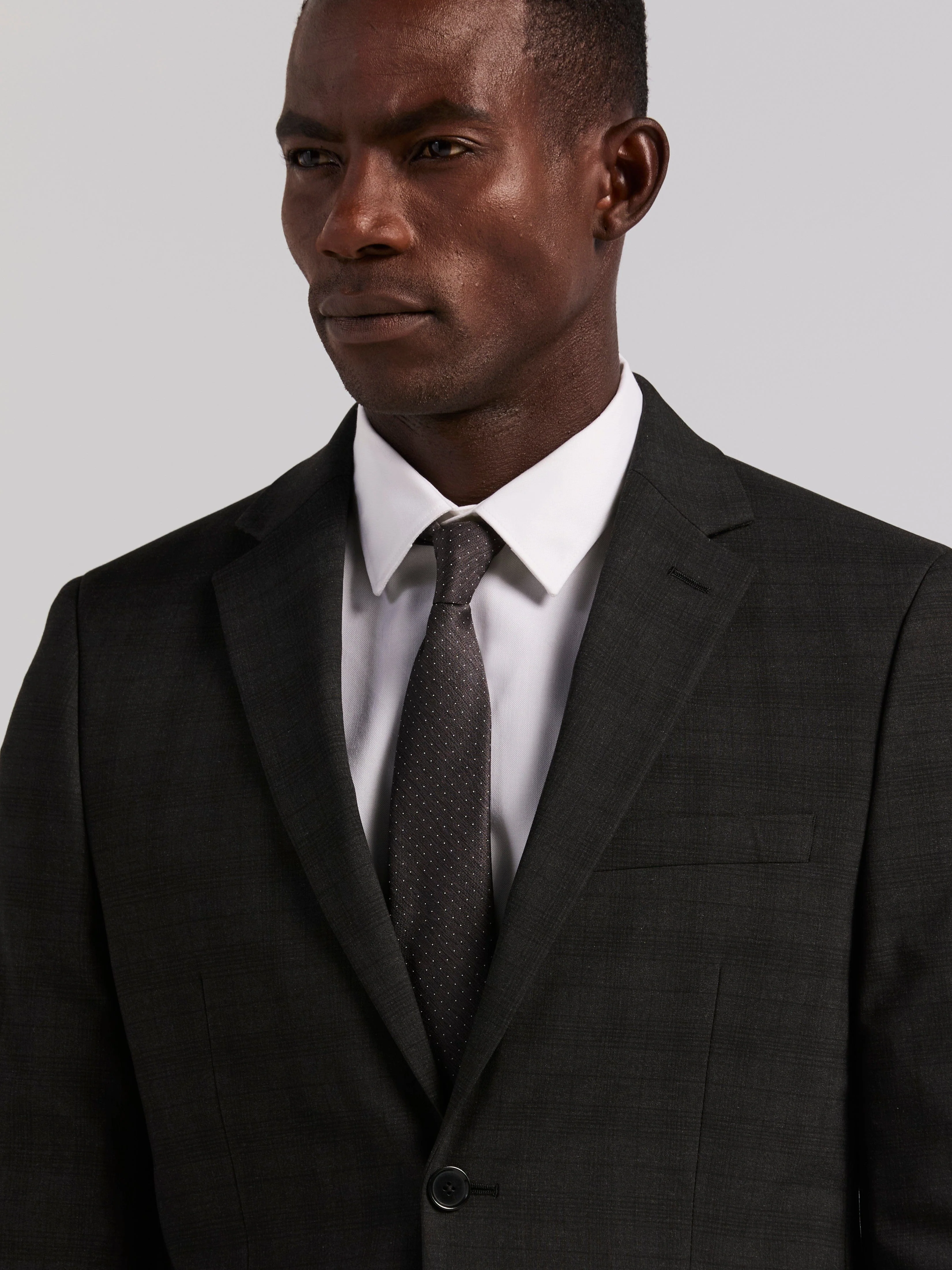 Skinny Fit Charcoal Plaid Suit - Image 3