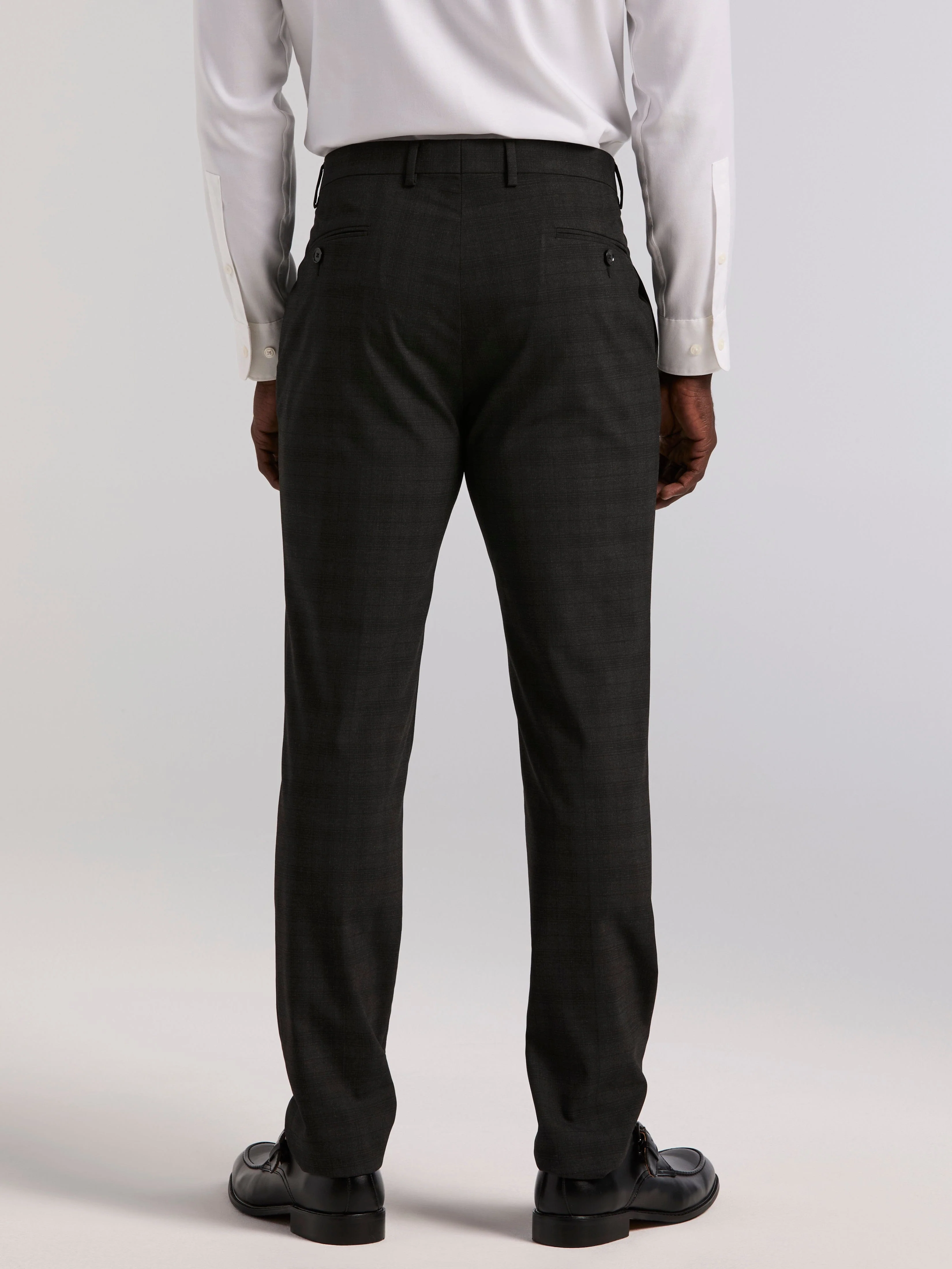 Skinny Fit Charcoal Plaid Suit Pant - Image 2