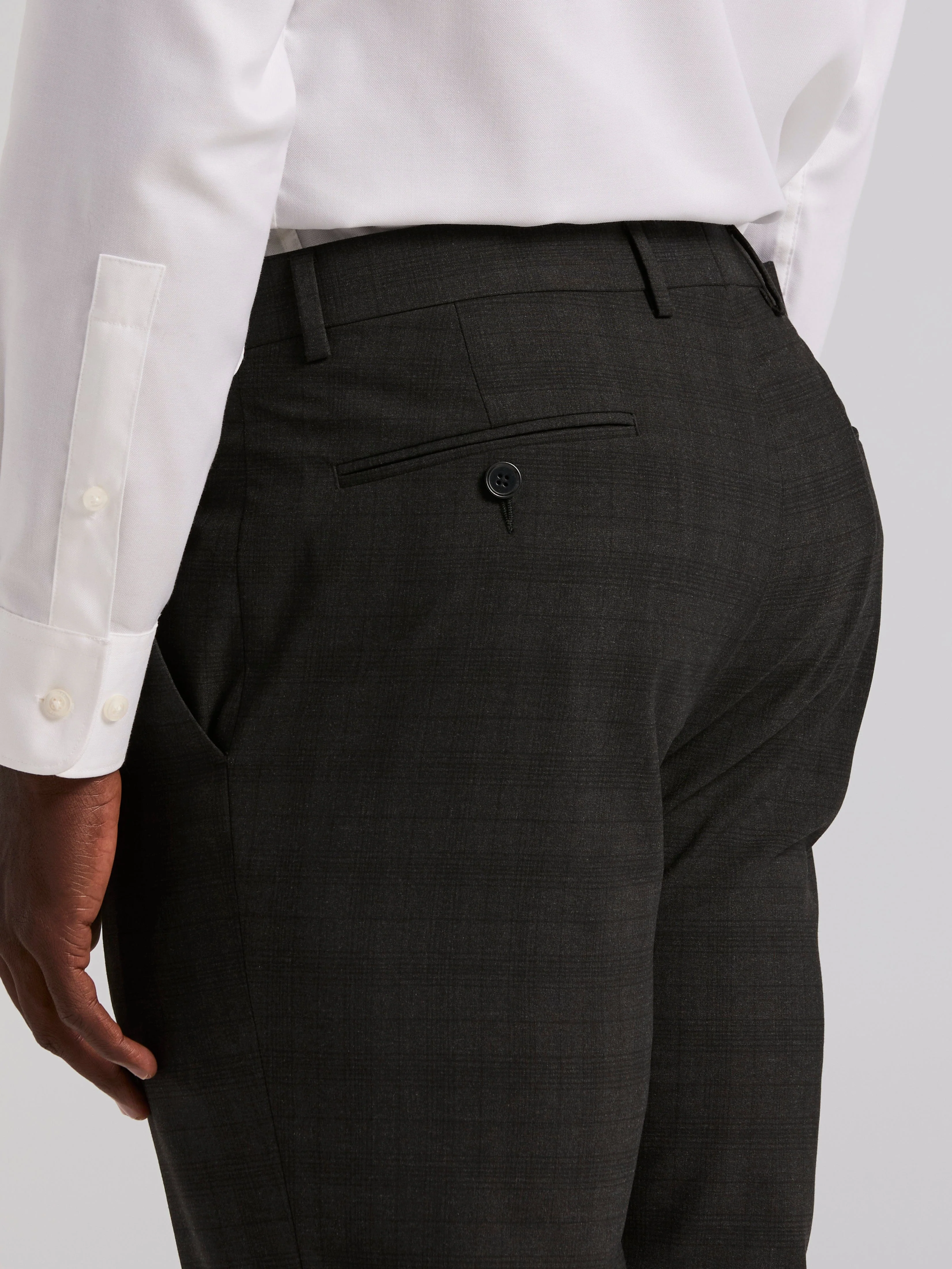 Skinny Fit Charcoal Plaid Suit Pant - Image 3