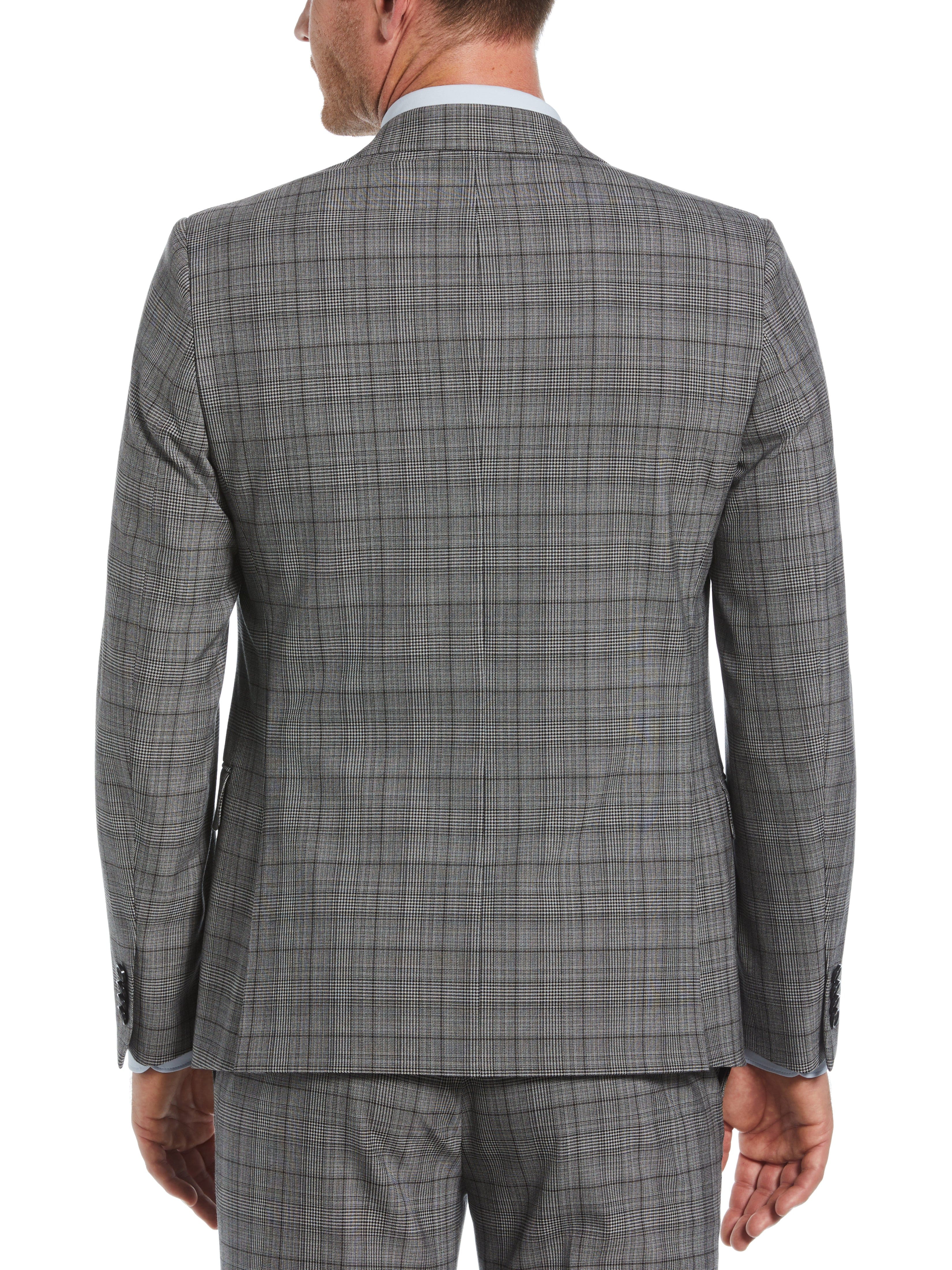 Skinny Fit Double Breasted Notch Collar Plaid Suit Jacket - Image 2