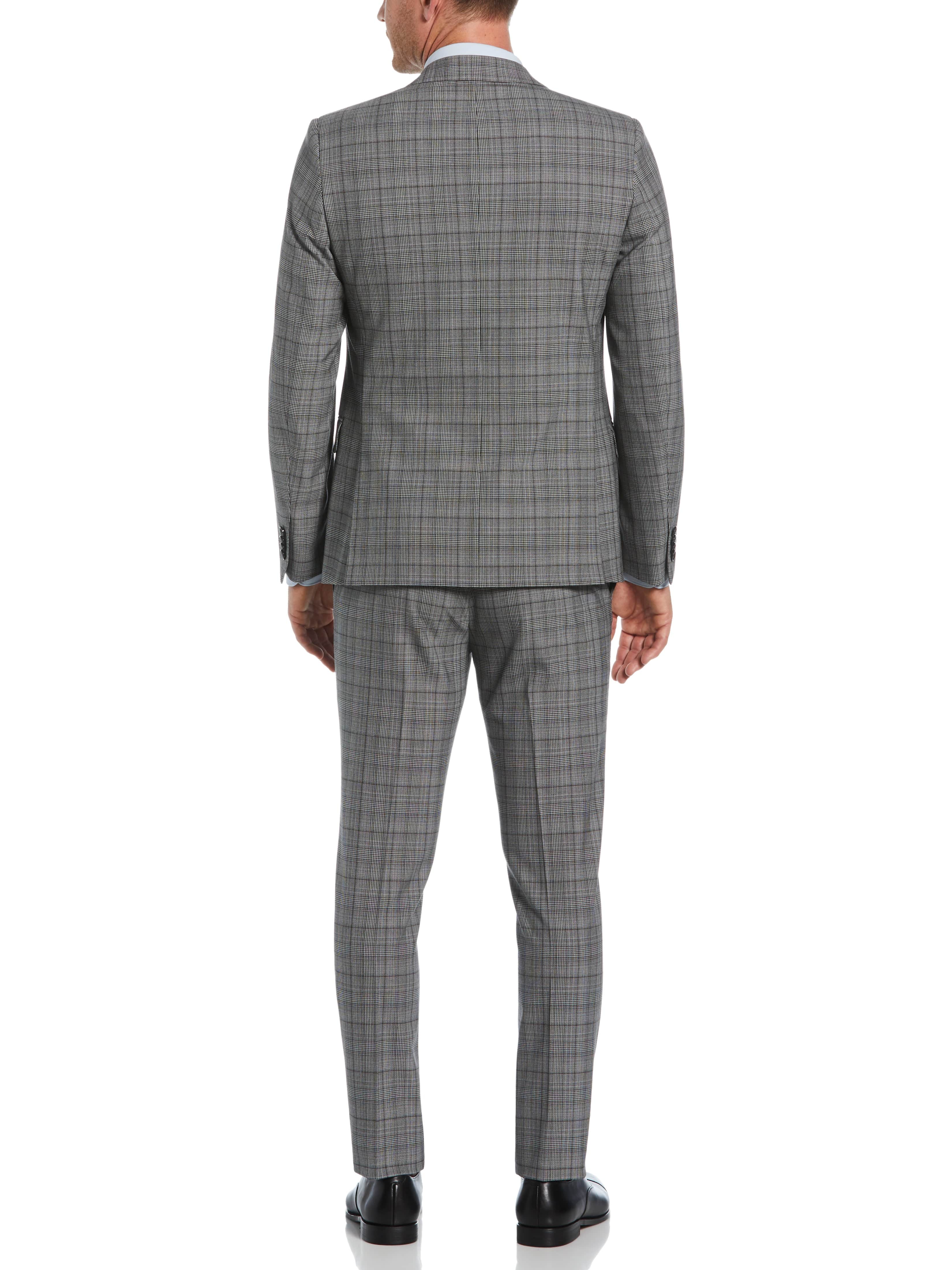 Skinny Fit Double Breasted Notch Collar Plaid Suit Jacket - Image 6