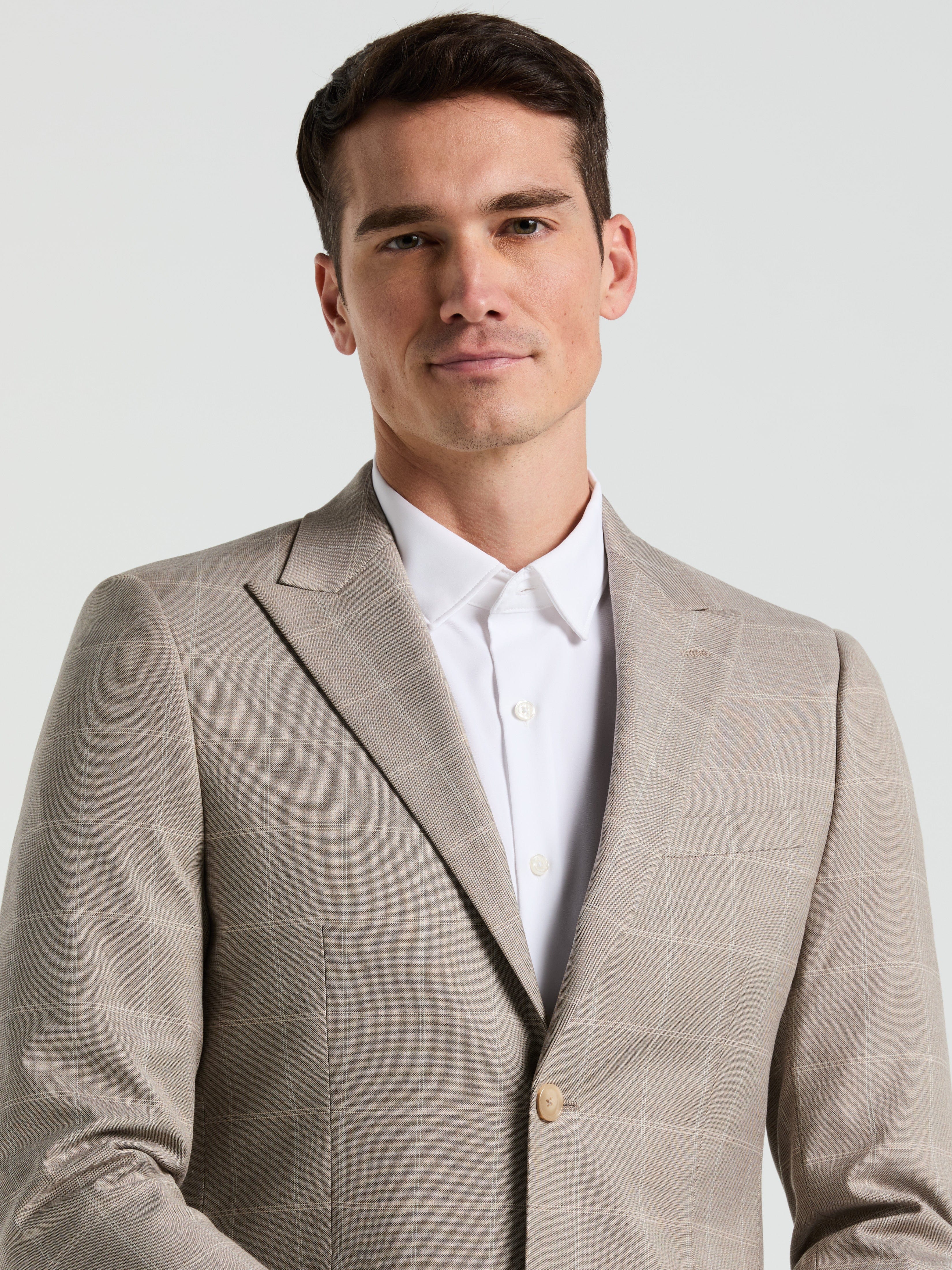 Skinny Fit Windowpane Pattern Suit Jacket - Image 2