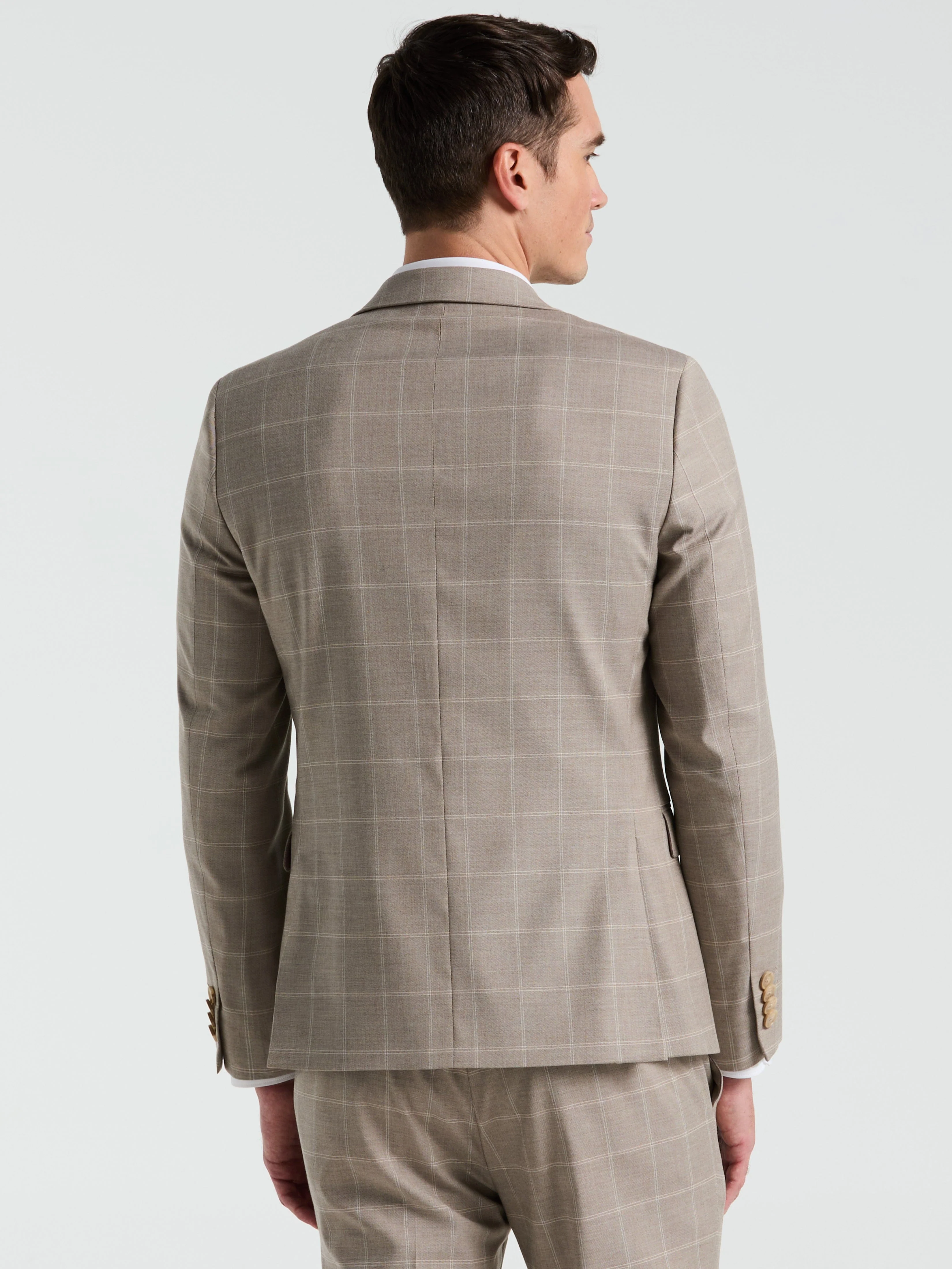 Skinny Fit Windowpane Pattern Suit Jacket - Image 3
