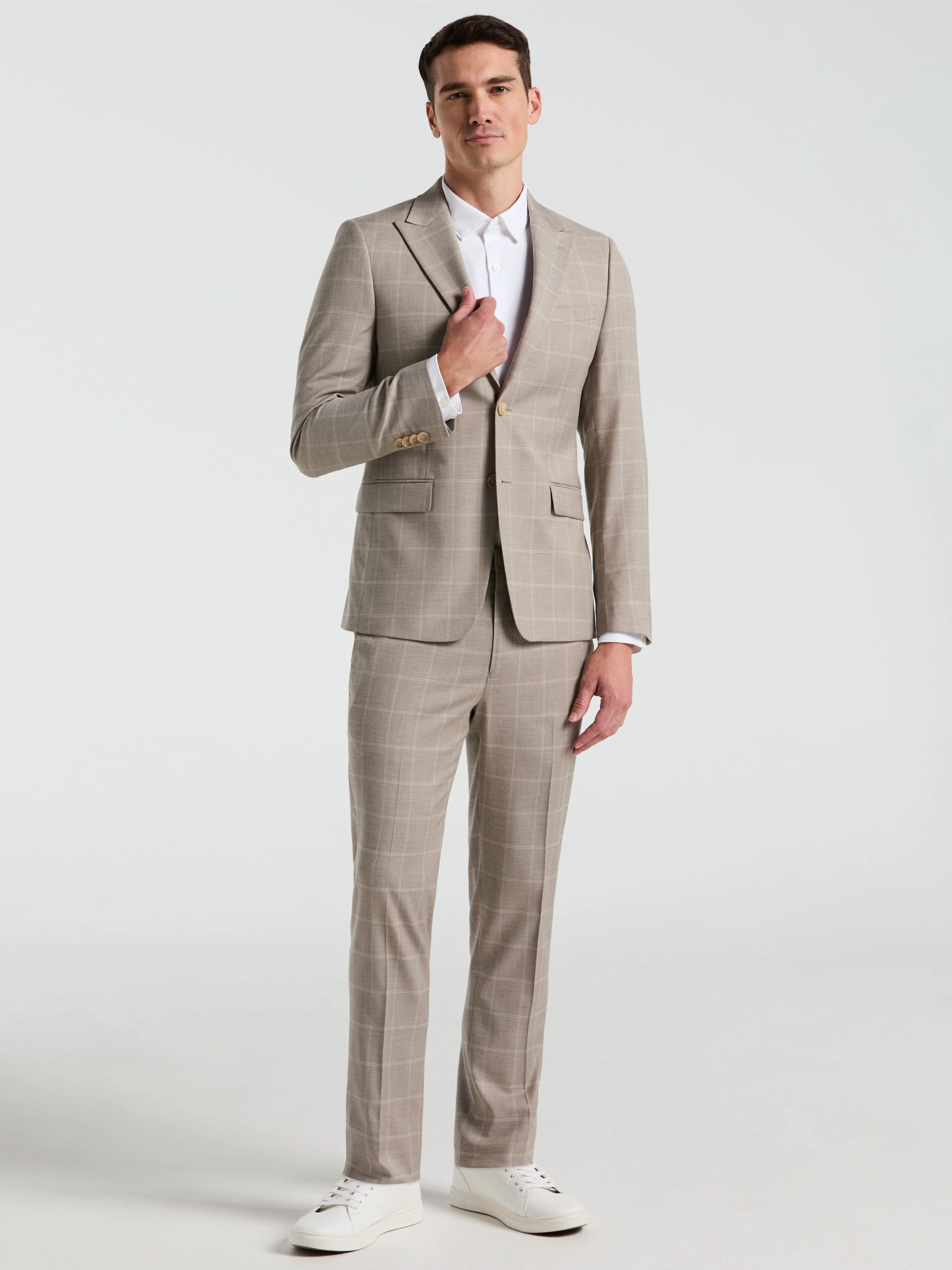 Skinny Fit Windowpane Pattern Suit Jacket - Image 4