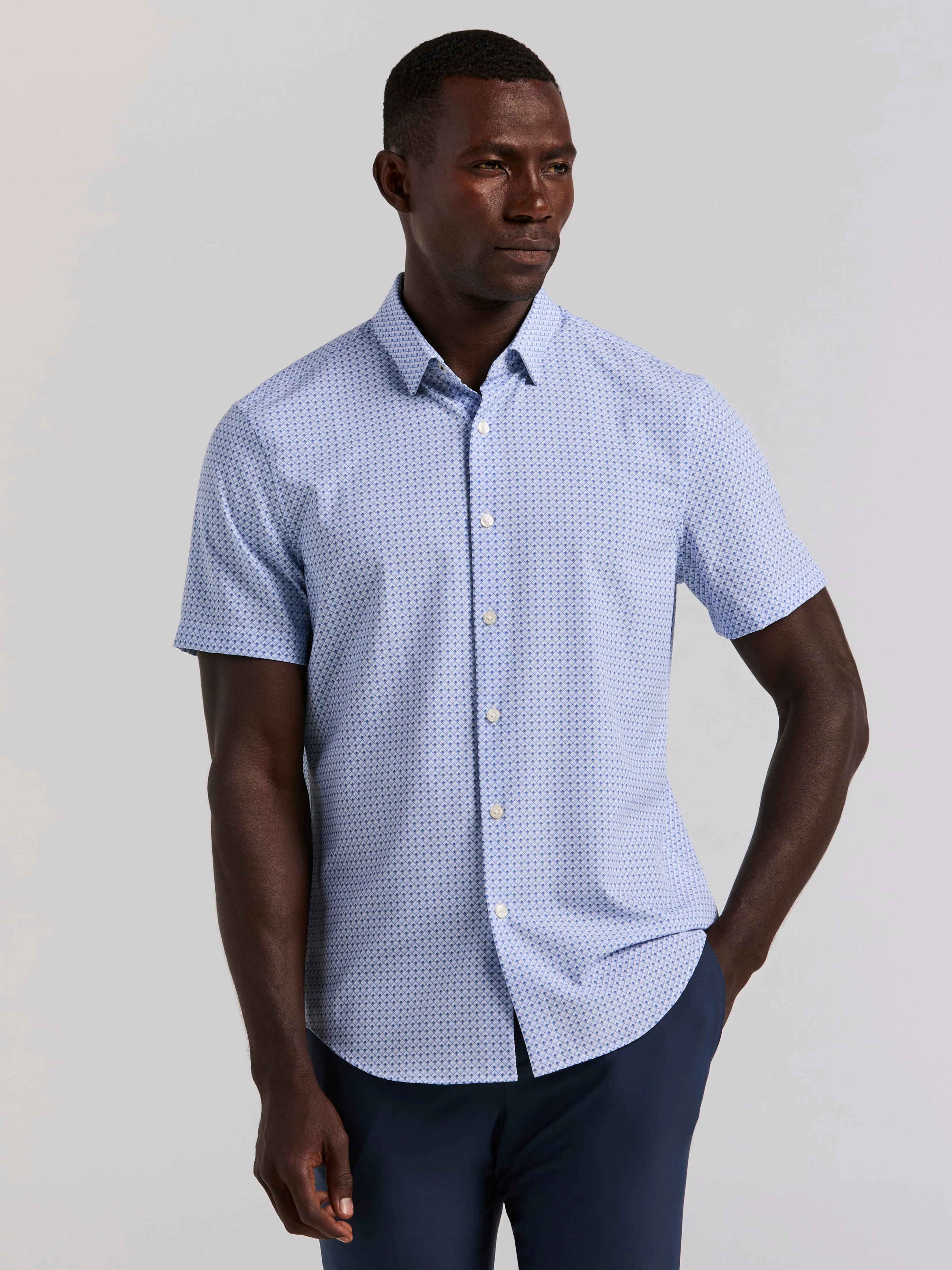 Slim Fit Cube Geometric Print Shirt