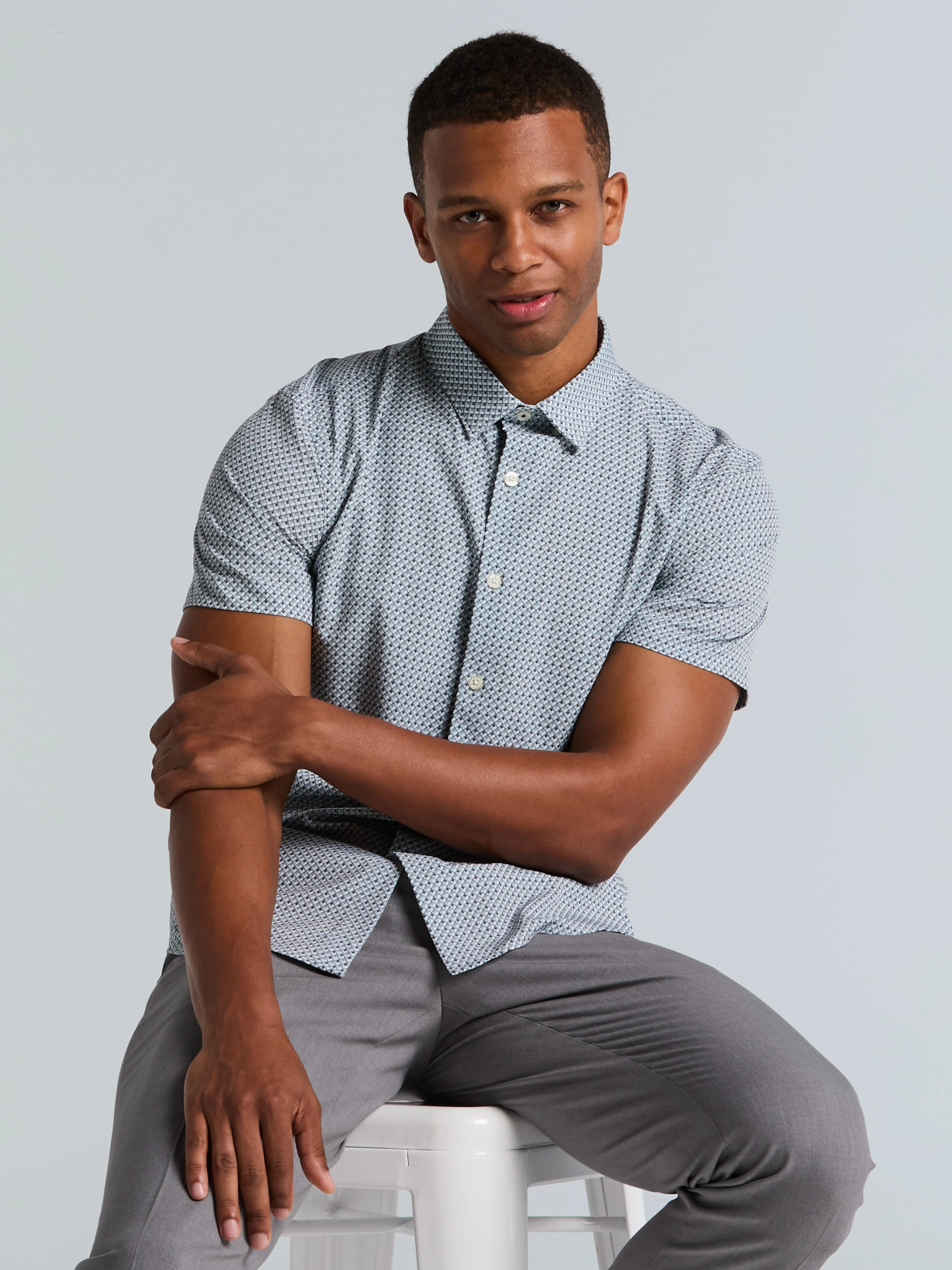 Slim Fit Cube Geometric Print Shirt - Image 11