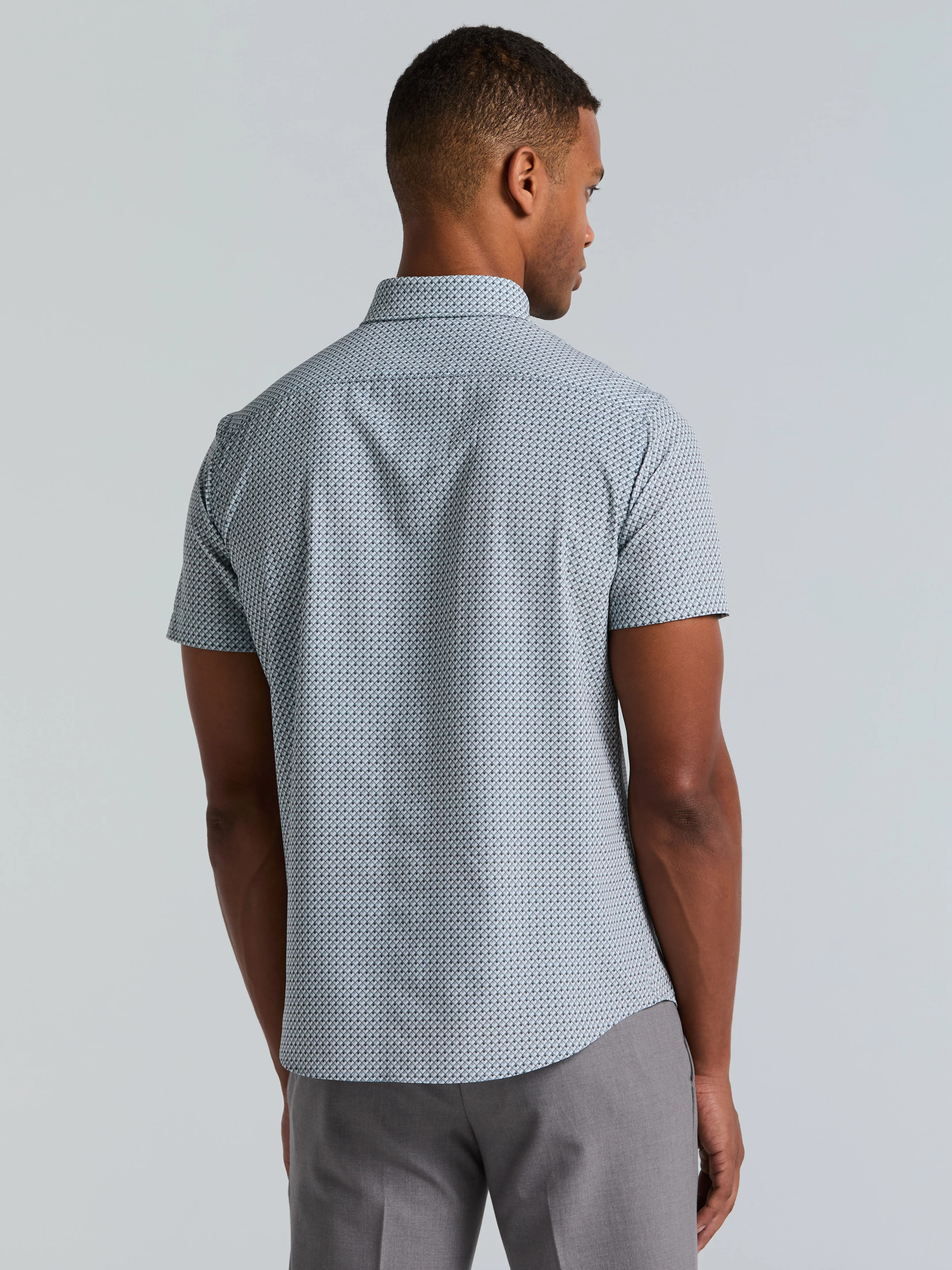 Slim Fit Cube Geometric Print Shirt - Image 12