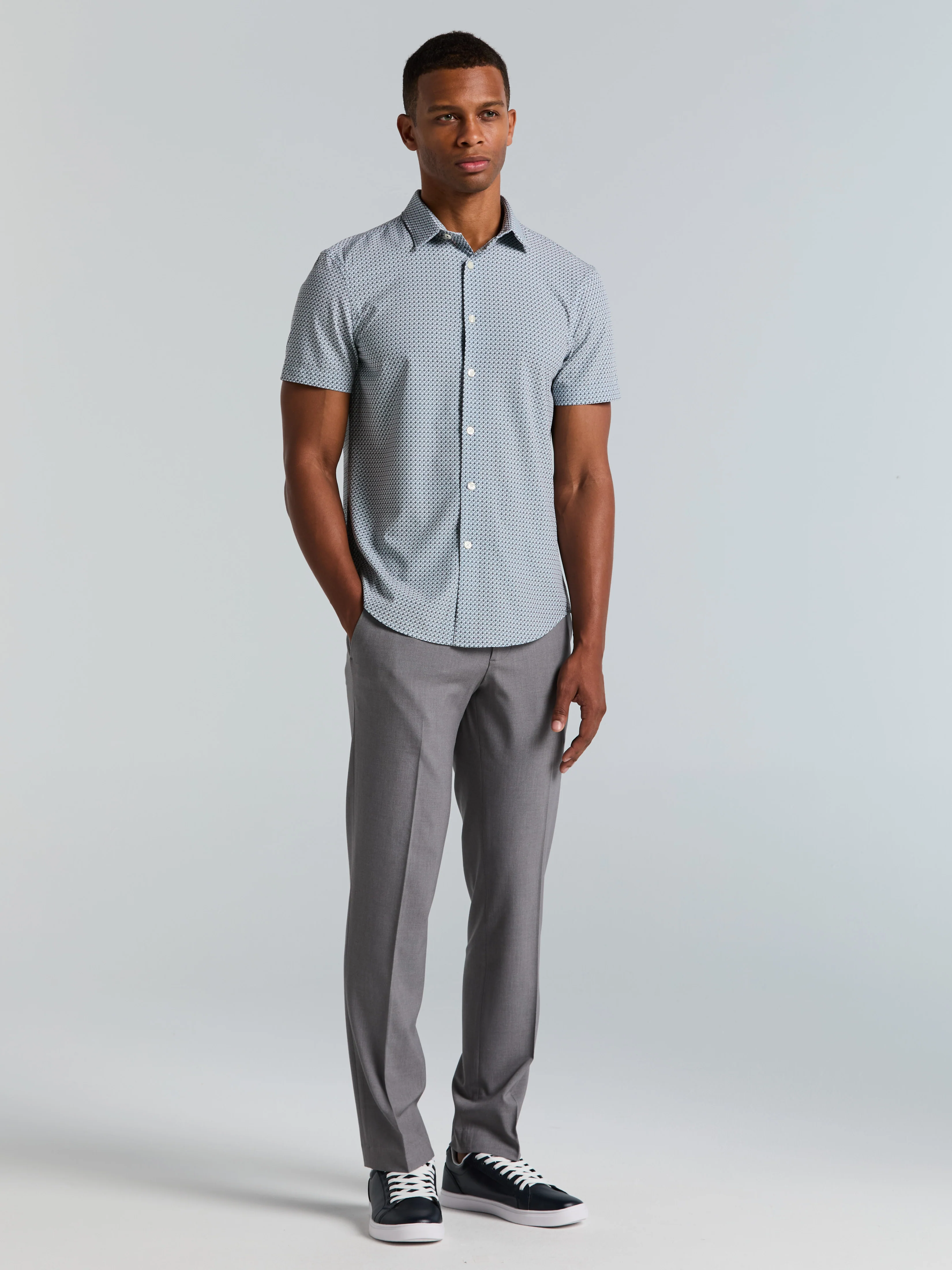 Slim Fit Cube Geometric Print Shirt - Image 13