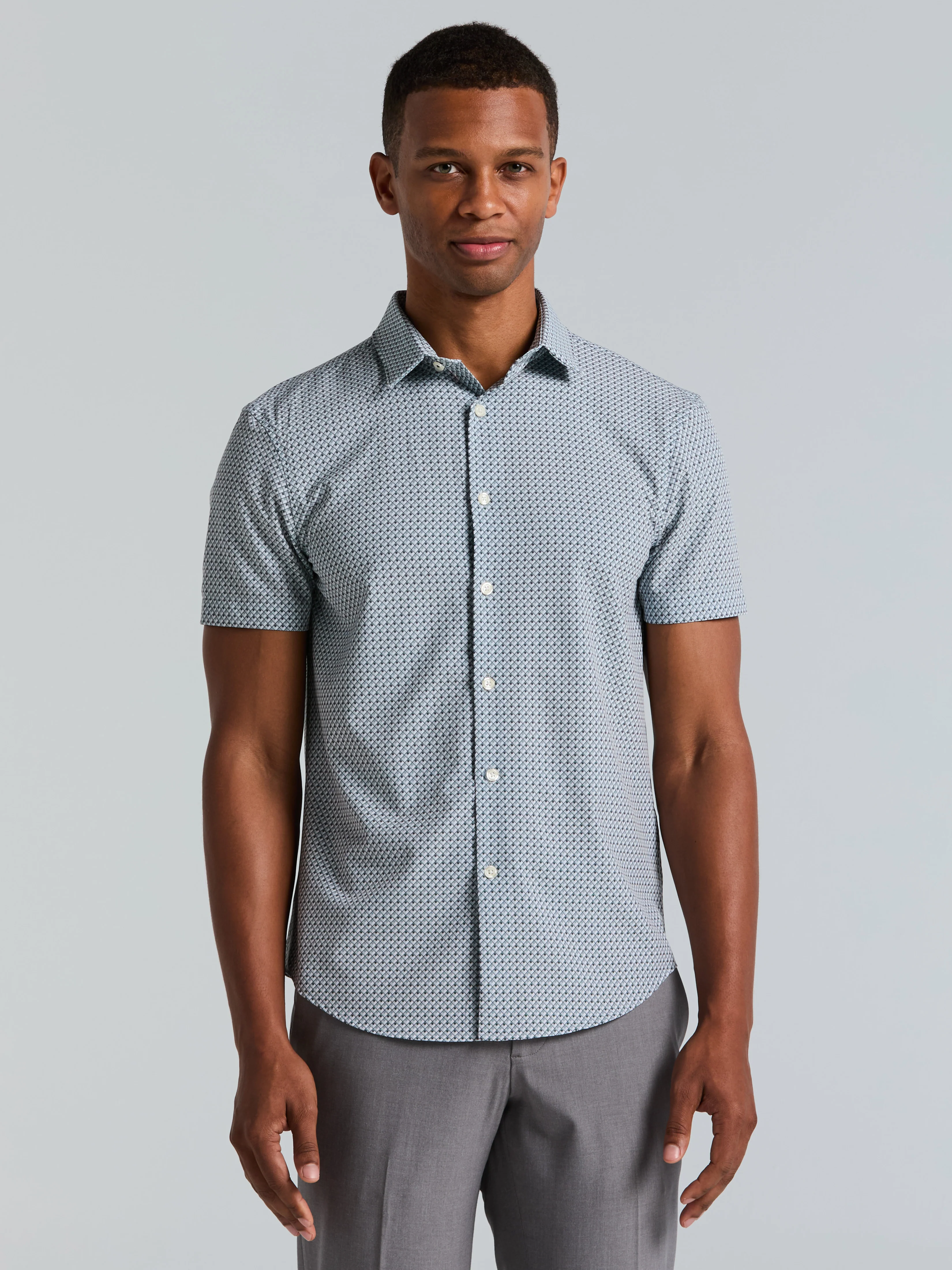Slim Fit Cube Geometric Print Shirt - Image 8