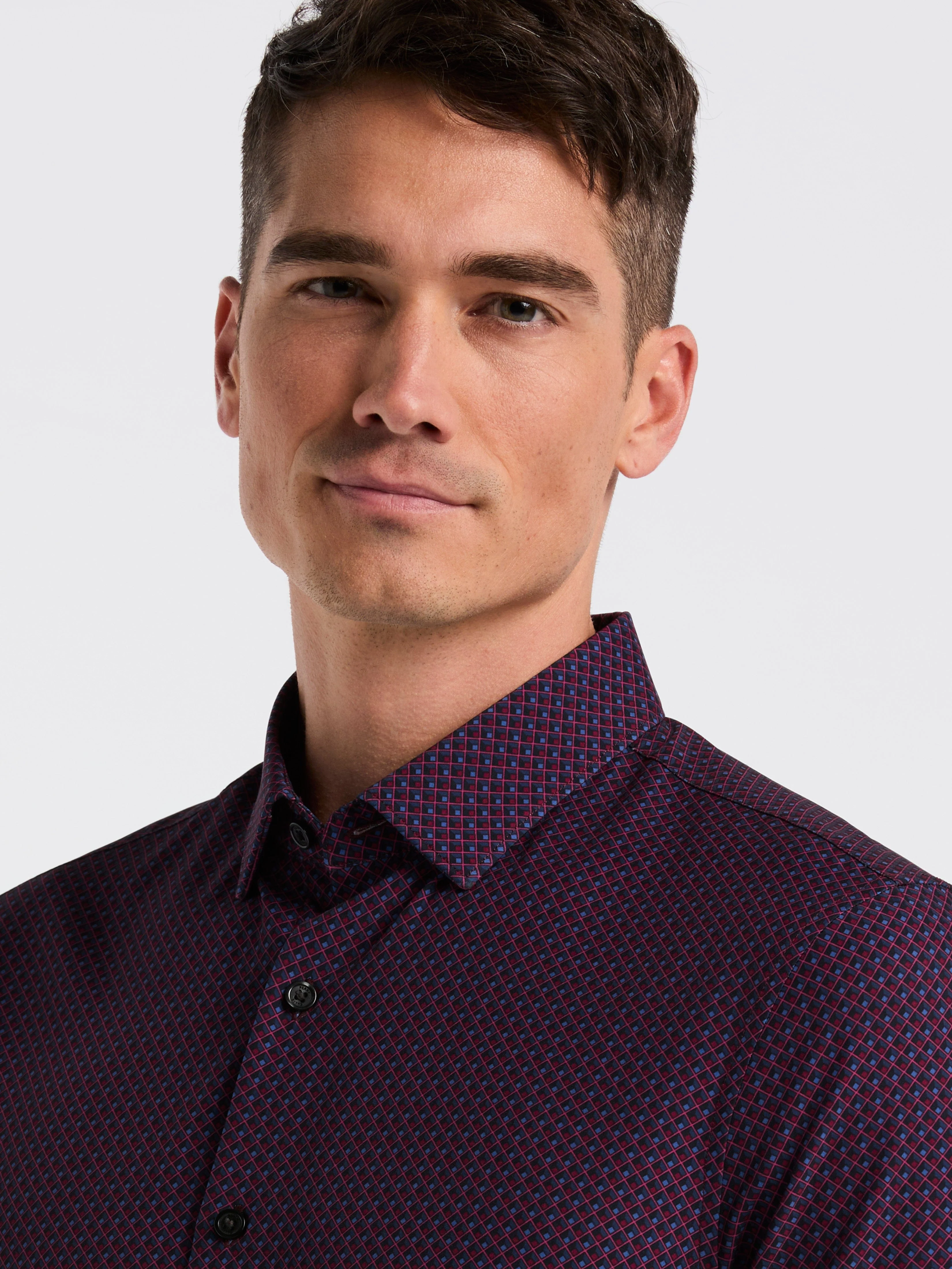 Slim Fit Cube Geometric Print Shirt - Image 2
