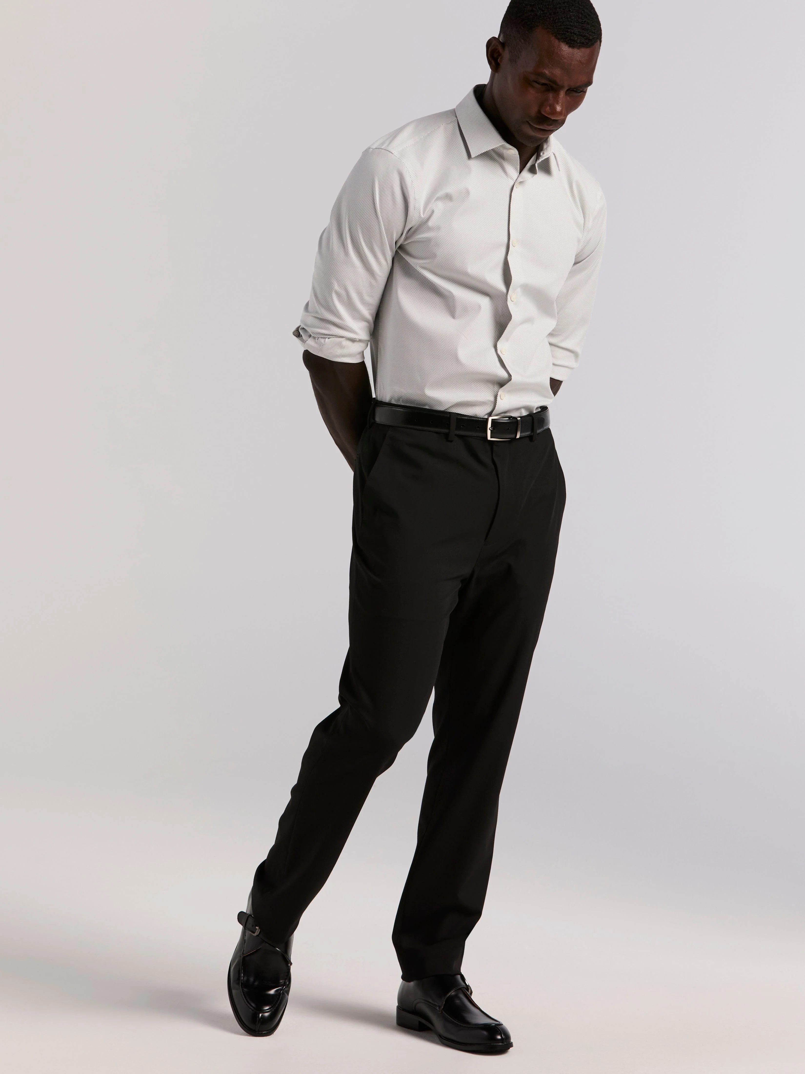 Slim Fit Dot Print Dress Shirt - Image 5