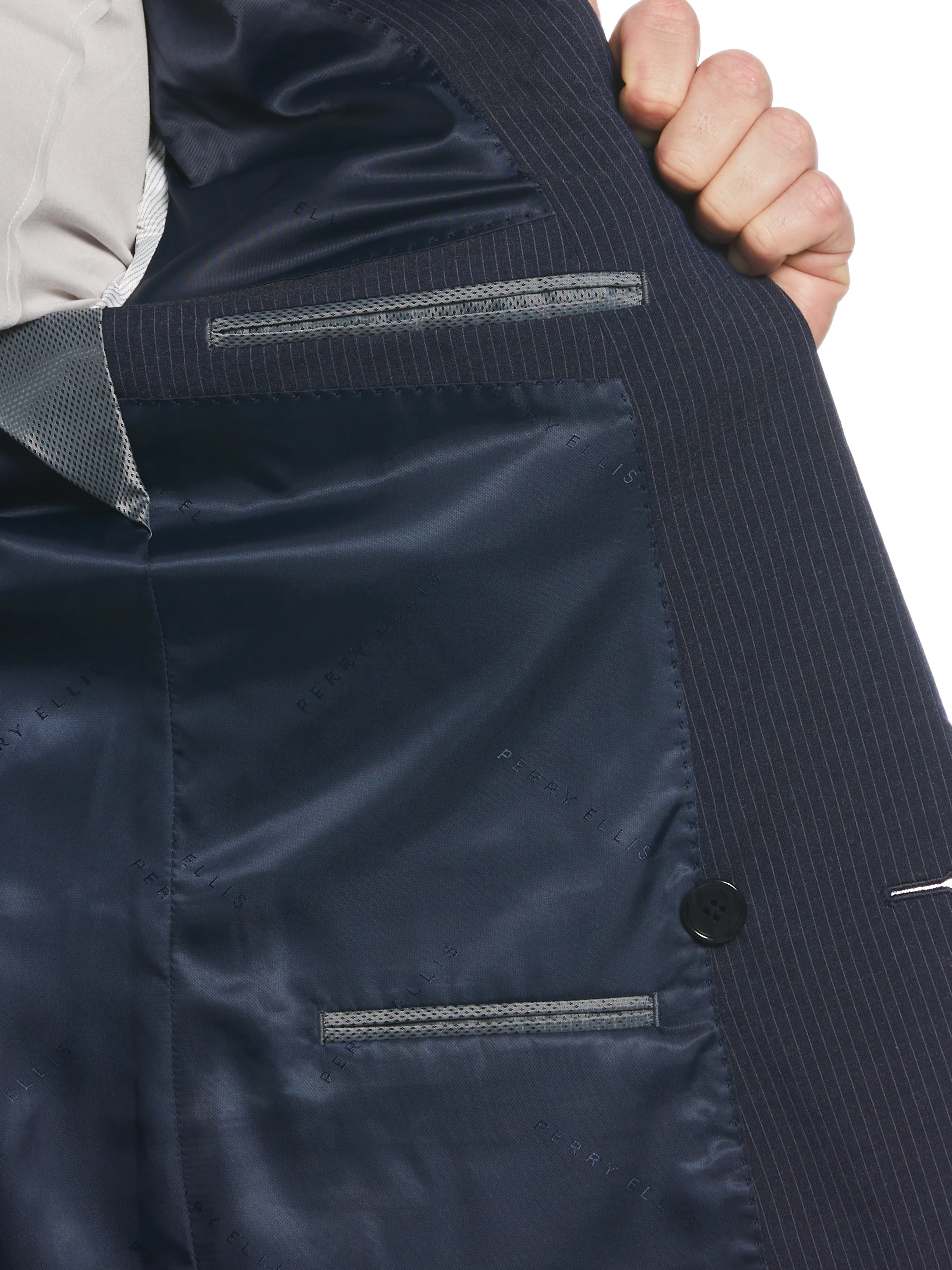Slim Fit Double Breasted Pinstripe Suit Jacket - Image 4