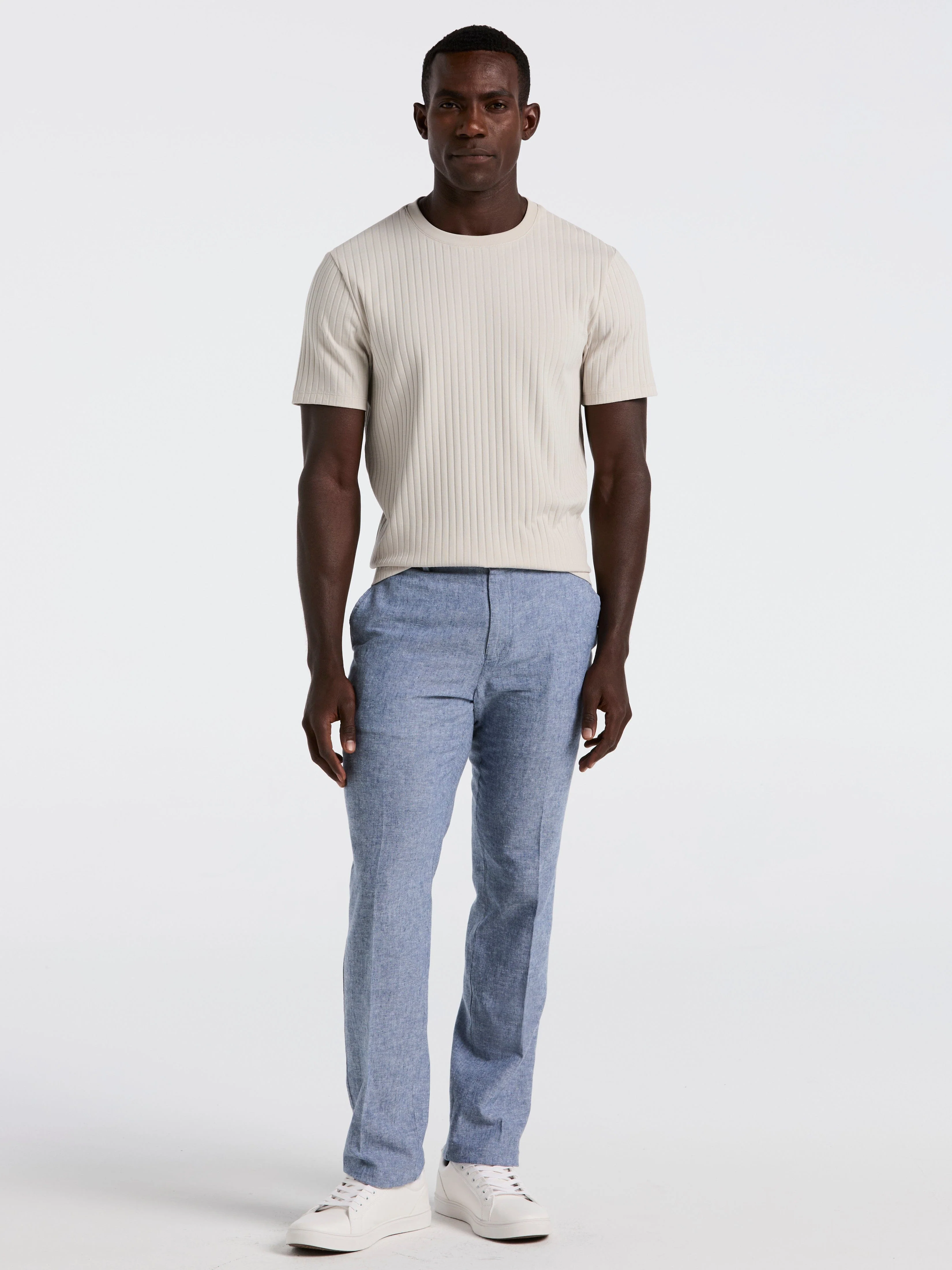 Slim Fit Flat Front Linen Blend Chino Pant - Image 5