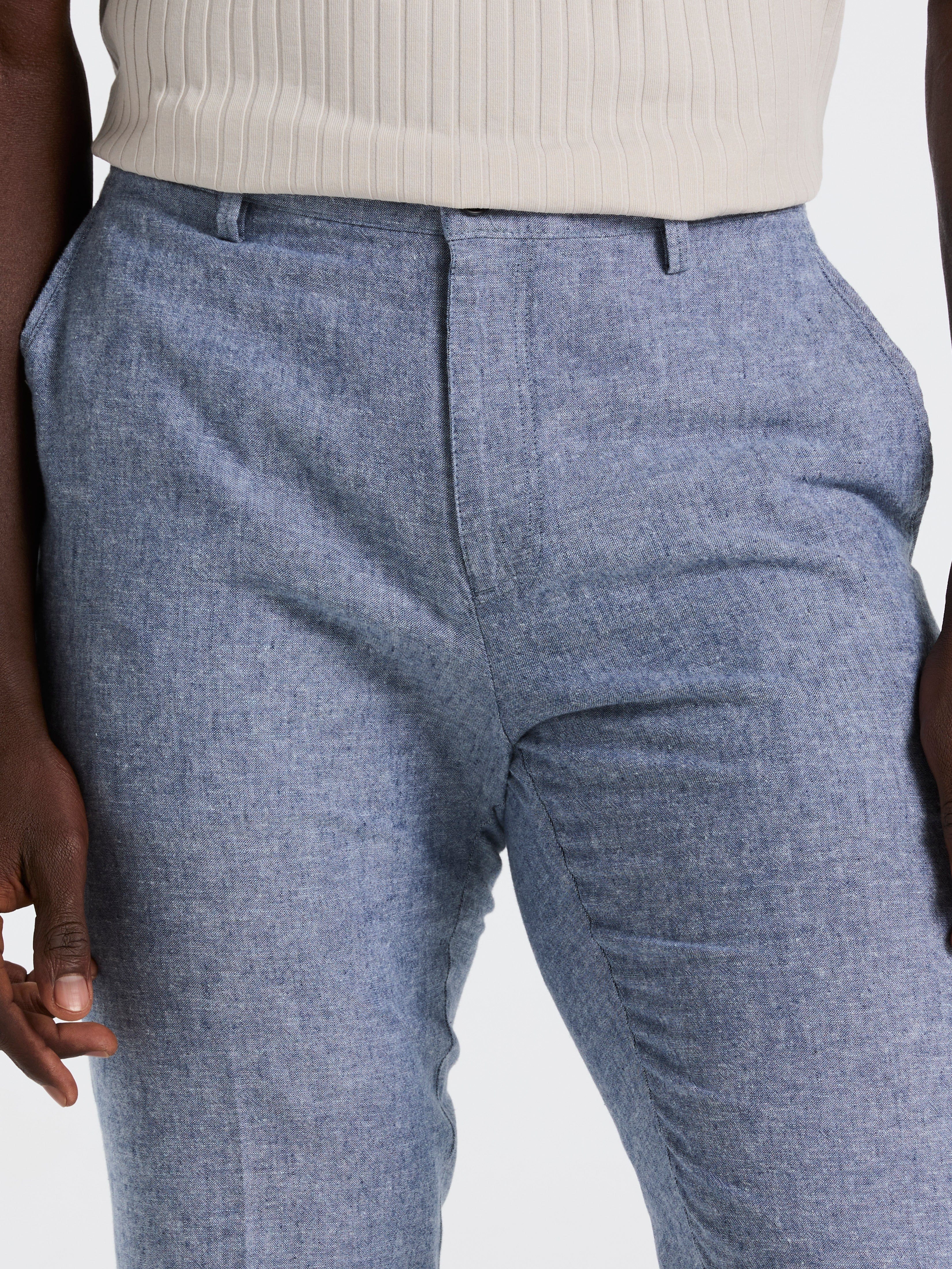 Slim Fit Flat Front Linen Blend Chino Pant - Image 6