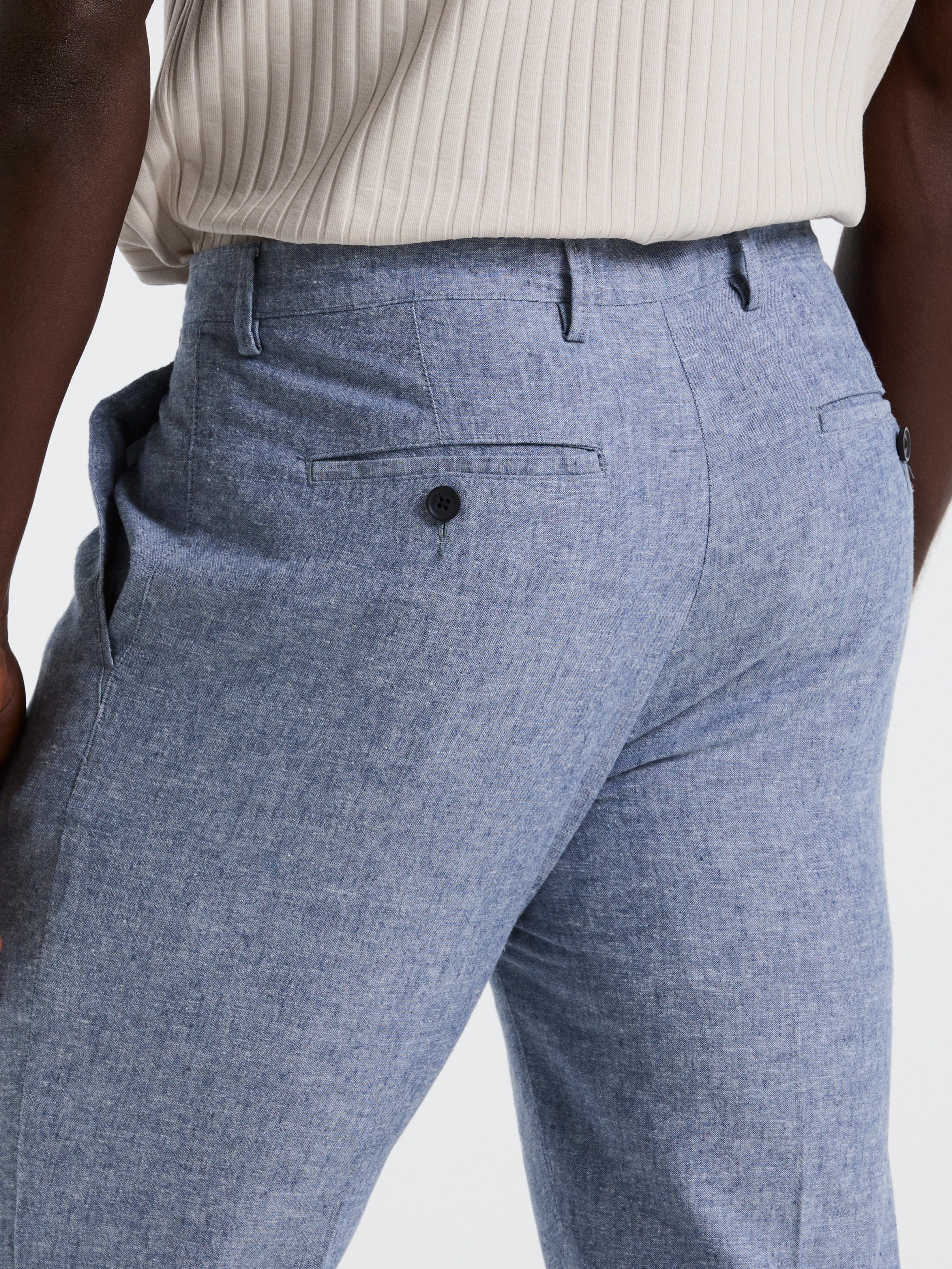 Slim Fit Flat Front Linen Blend Chino Pant - Image 7