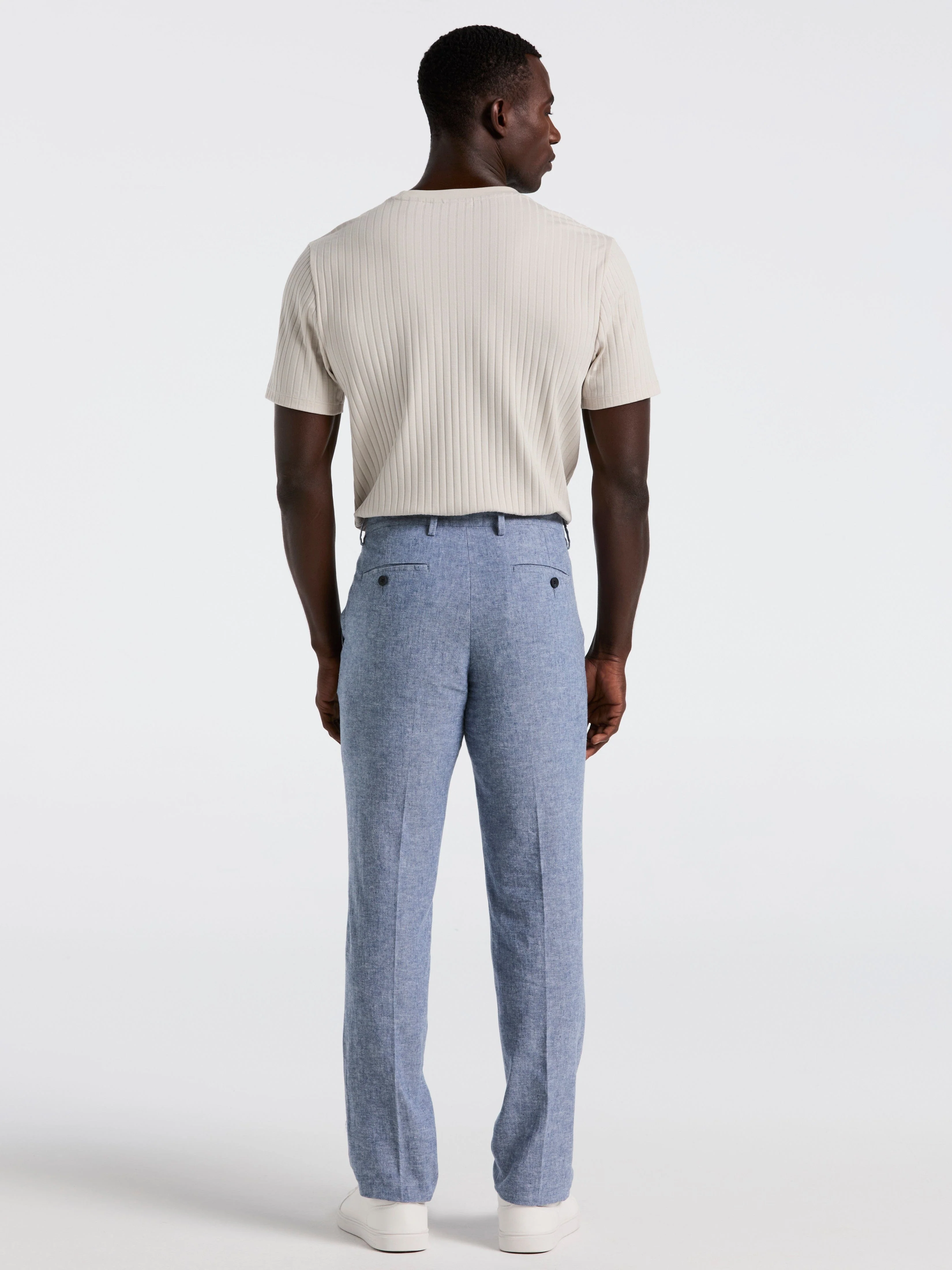 Slim Fit Flat Front Linen Blend Chino Pant - Image 8