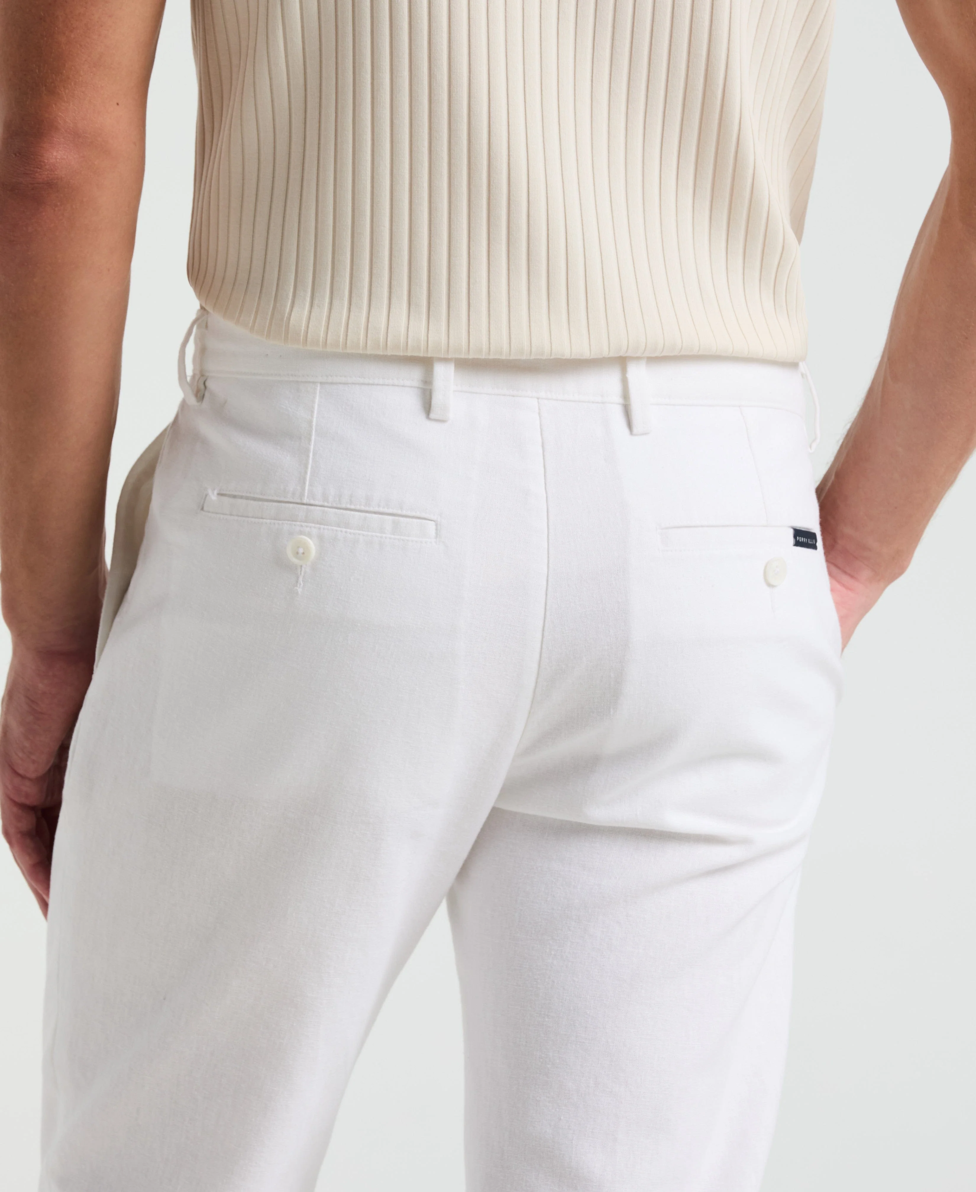 Slim Fit Flat Front Linen Blend Chino Pant - Image 3