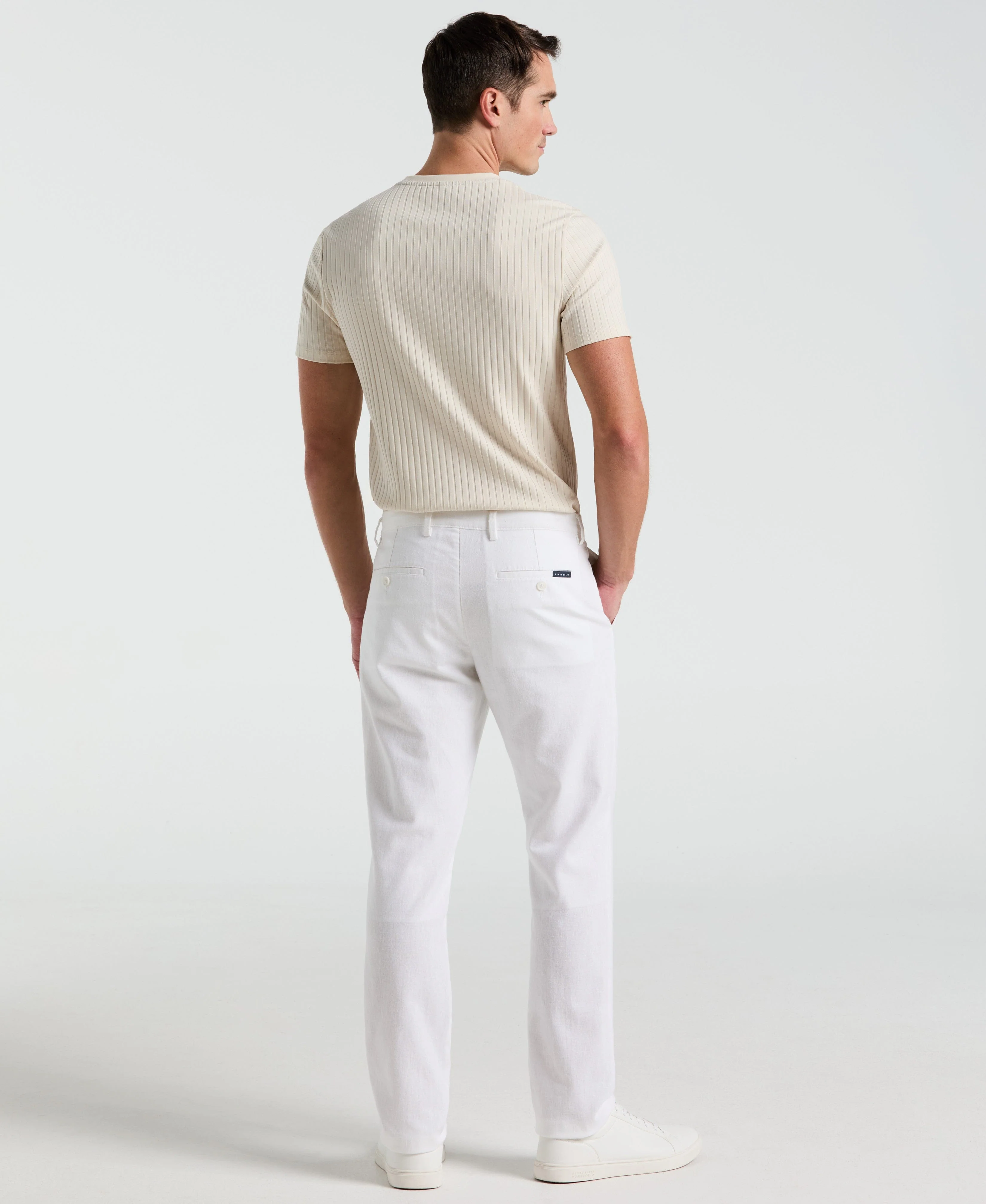 Slim Fit Flat Front Linen Blend Chino Pant - Image 4