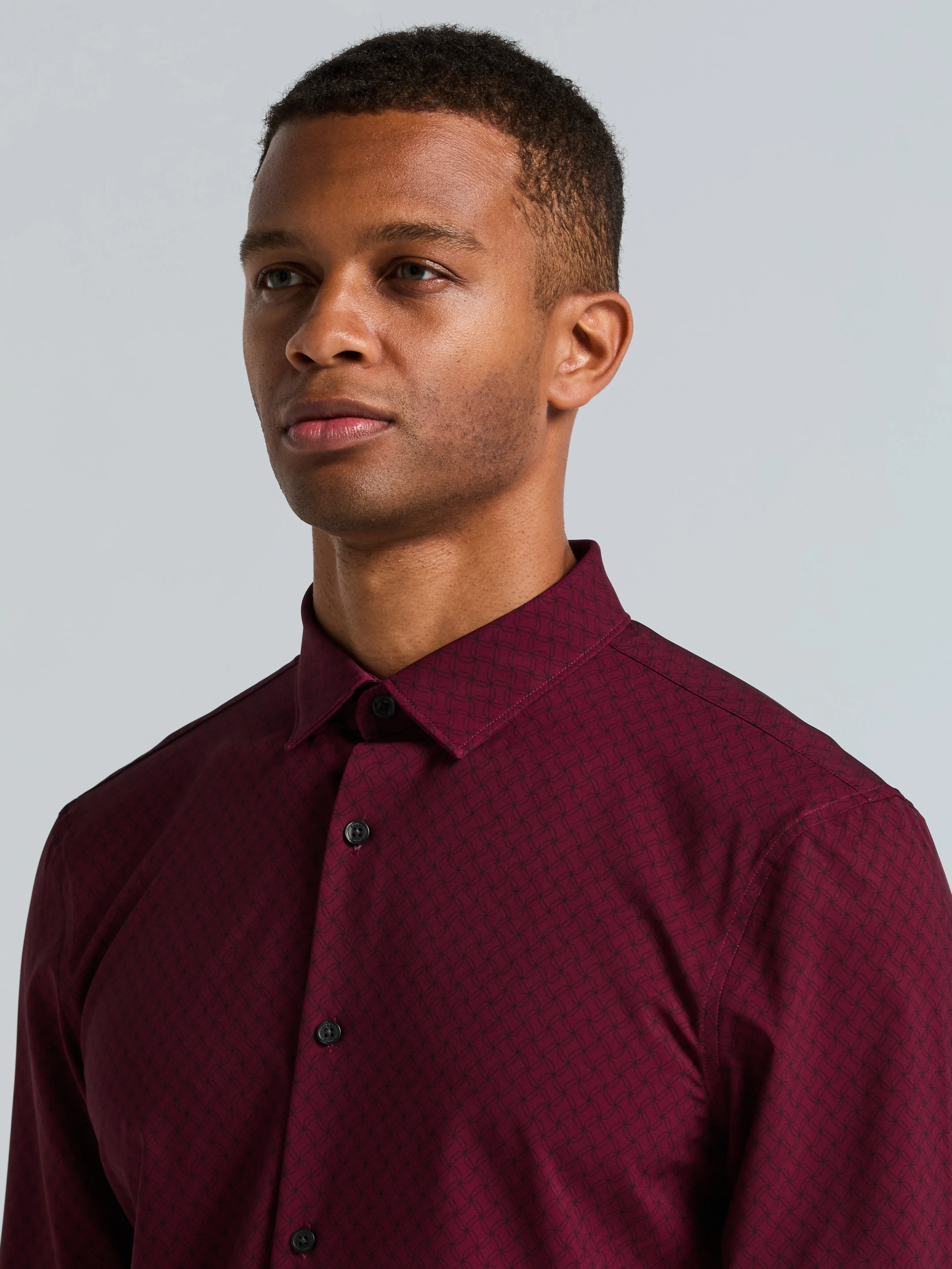Slim Fit Geo Print Total Stretch Shirt - Image 2