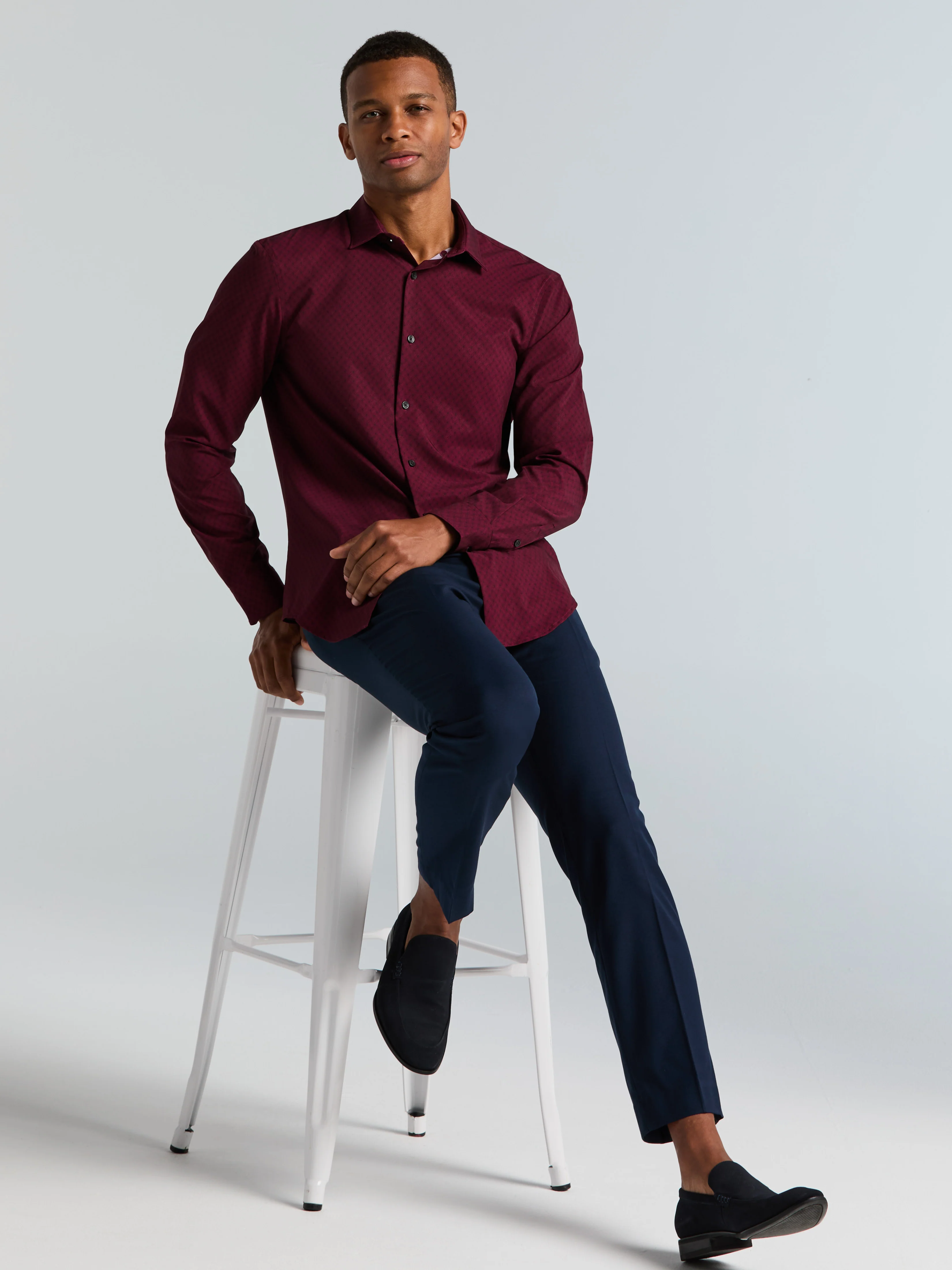 Slim Fit Geo Print Total Stretch Shirt - Image 5